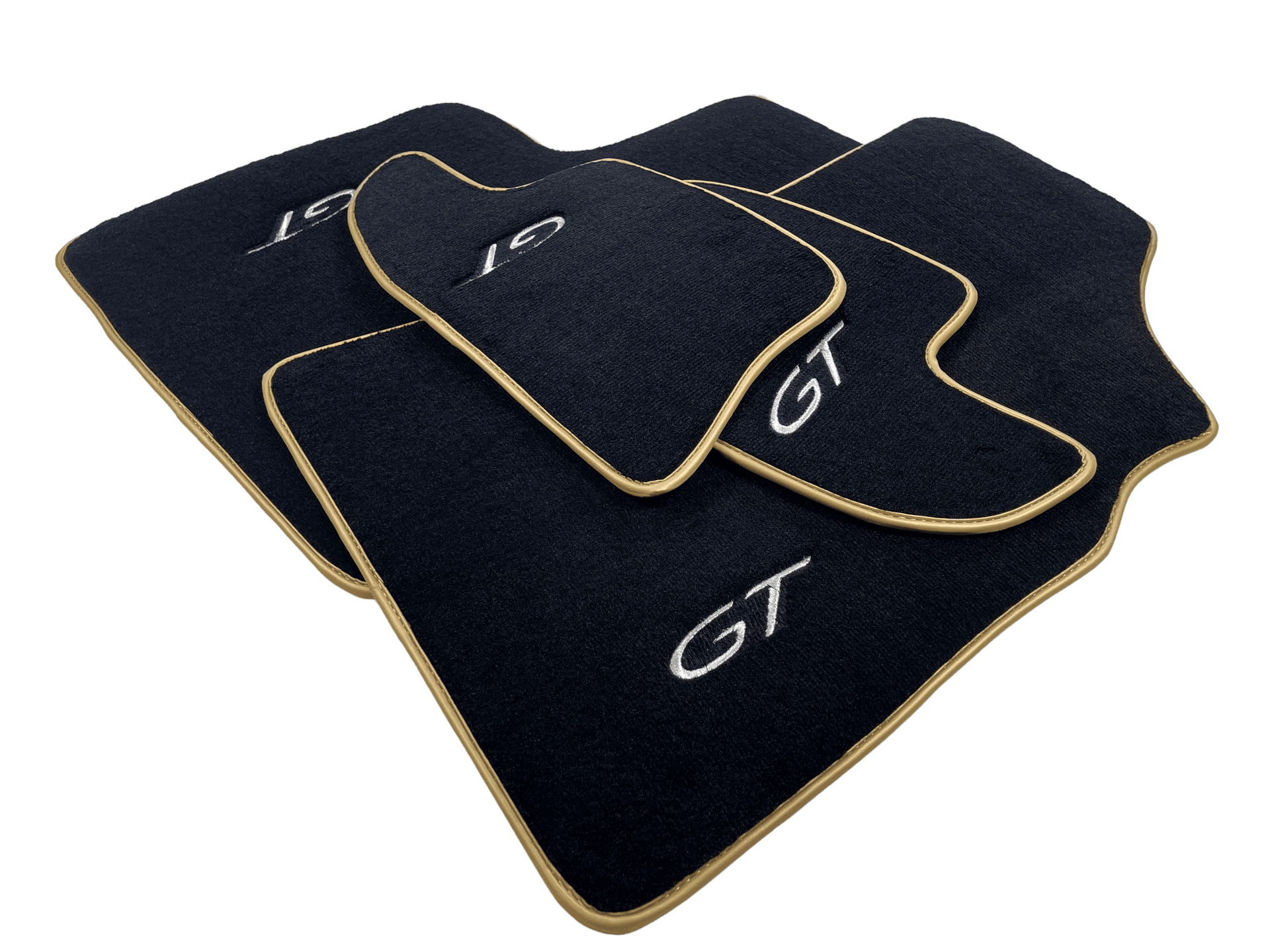 Black Floor Mats For Bentley Continental GTC (2006–2011) With Gold Color Trim - AutoWin