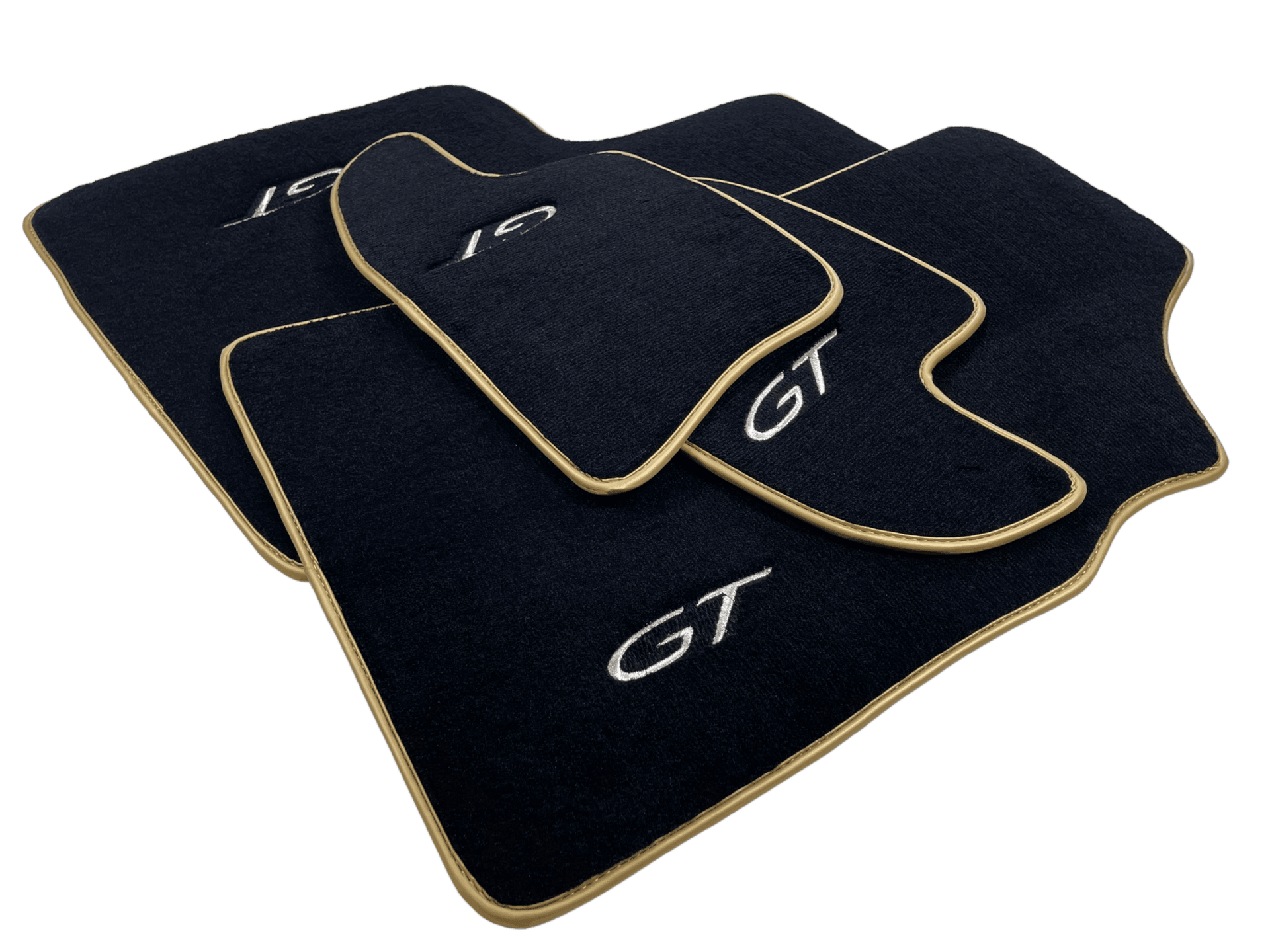 Black Floor Mats For Bentley Continental GTC (2006–2011) With Gold Color Trim - AutoWin