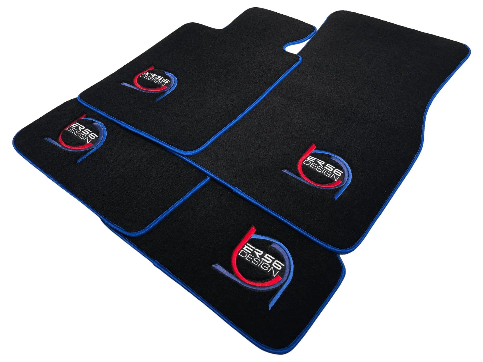 Black Floor Mats For BMW 5 Series E34 Sedan ER56 Design Limited Edition Blue Trim - AutoWin