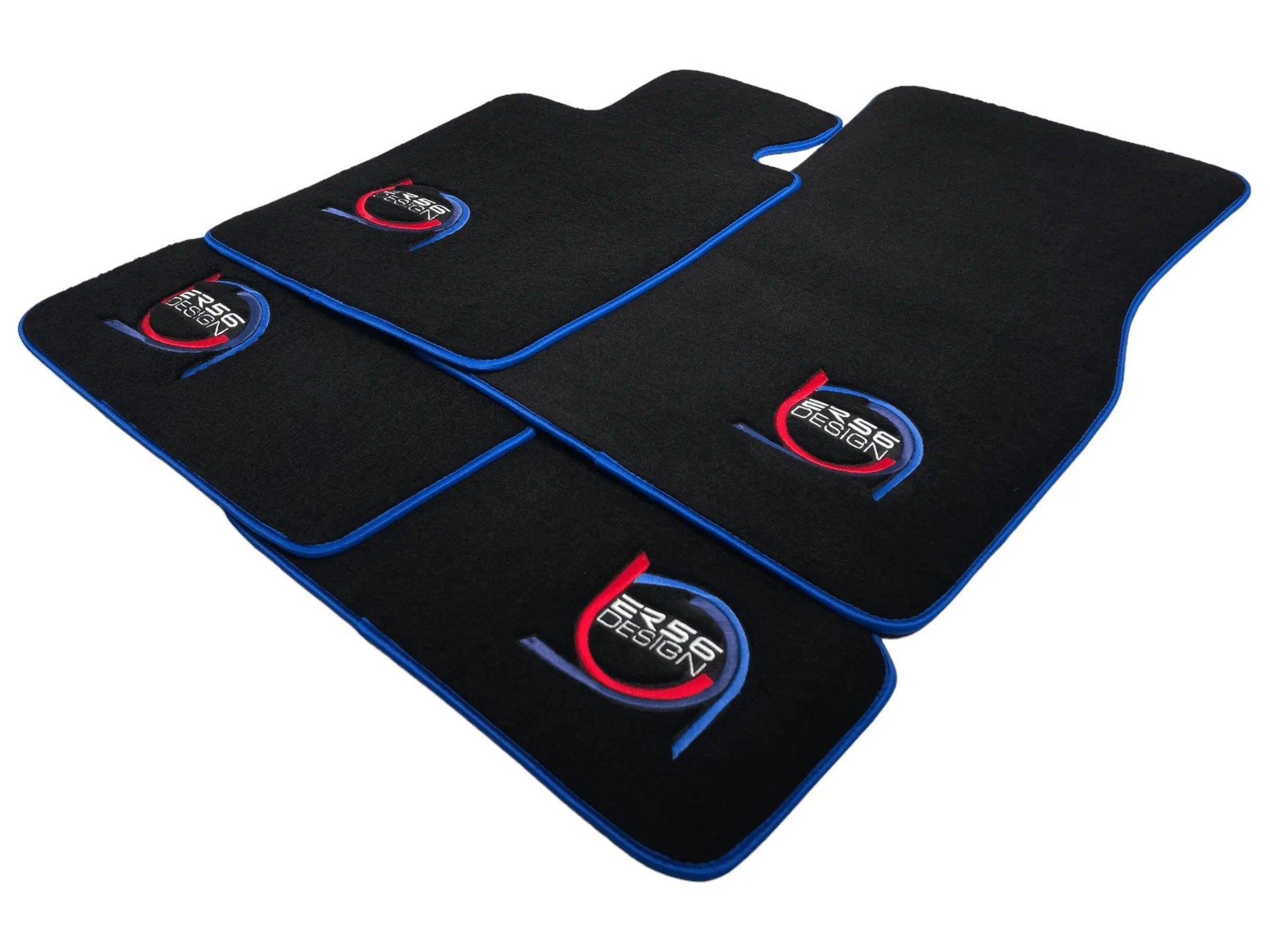 Black Floor Mats For BMW 5 Series E34 Sedan ER56 Design Limited Edition Blue Trim - AutoWin