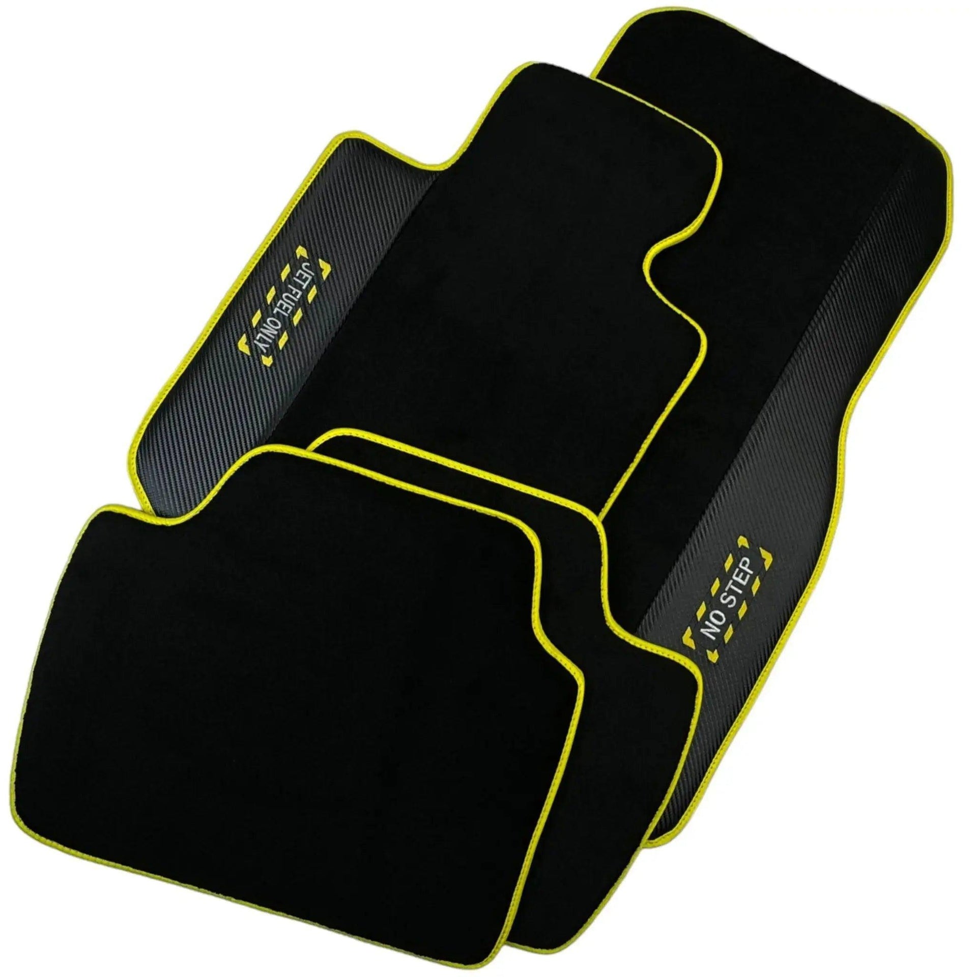 Black Floor Mats For BMW M5 Series F90 | Fighter Jet Edition | Yellow Trim AutoWin Brand - AutoWin