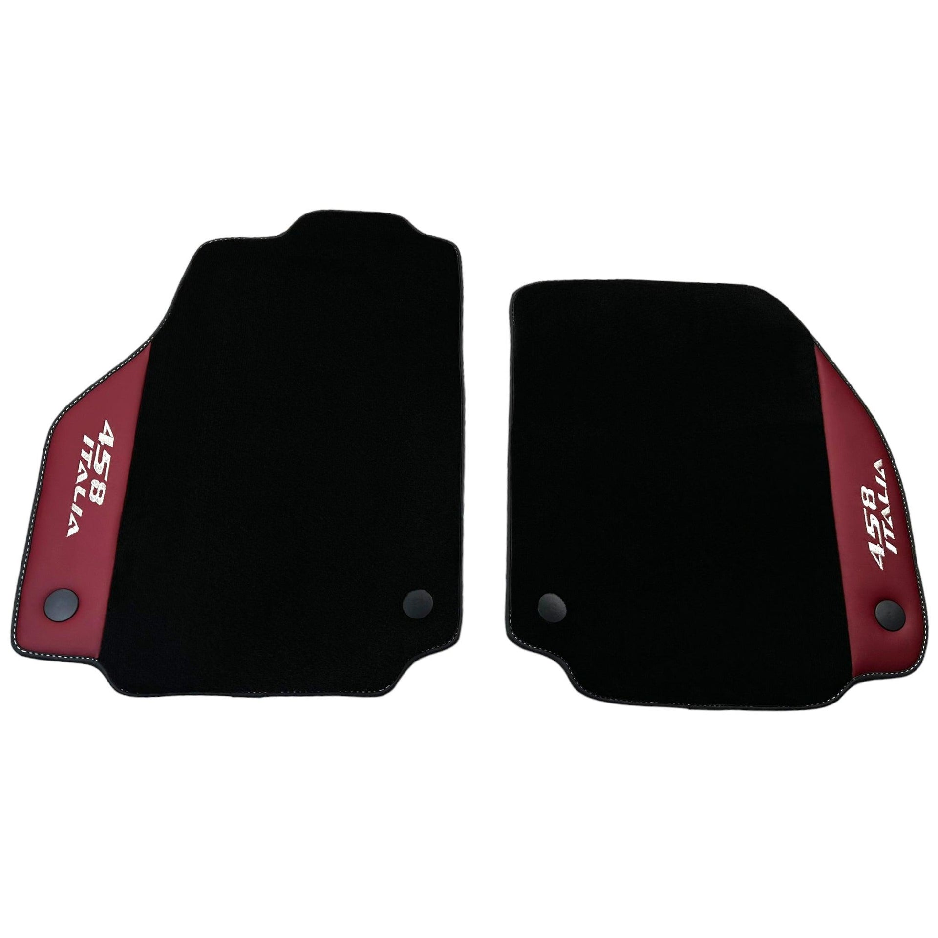 Black Floor Mats for Ferrari 458 Italia (2009-2015) with Bordeaux Nappa Leather - AutoWin