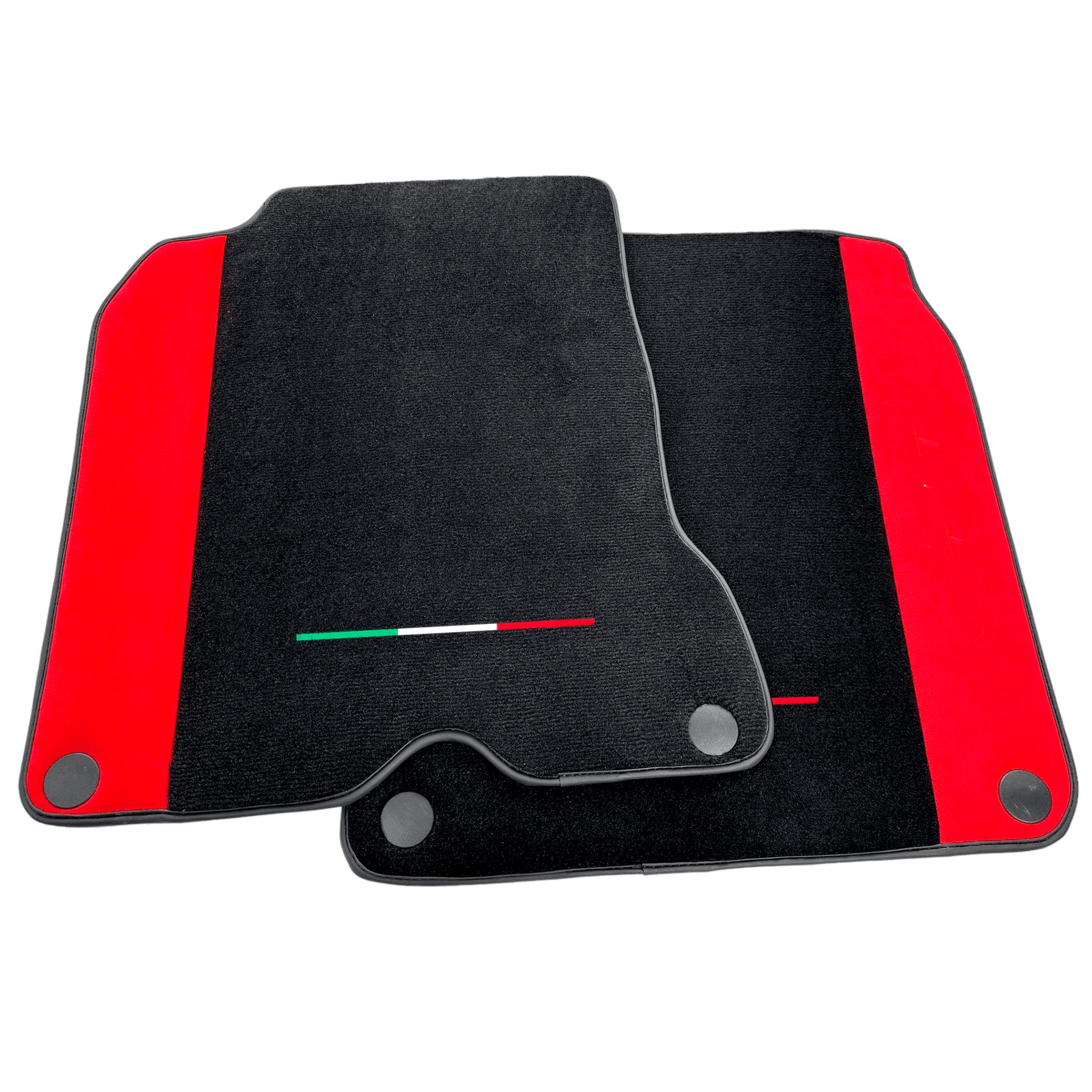 Black Floor Mats For Ferrari California T (2015-2018) with Red Alcantara Leather - AutoWin