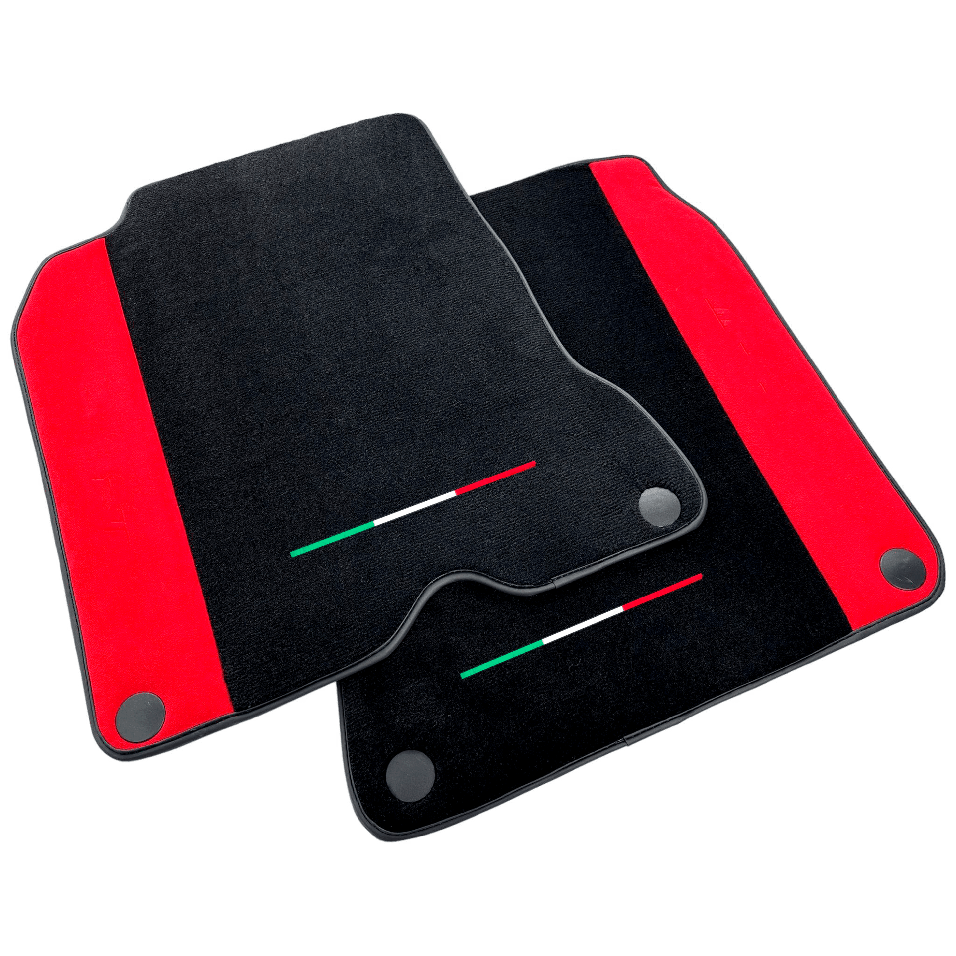 Black Floor Mats For Ferrari California T (2015-2018) with Red Alcantara Leather - AutoWin