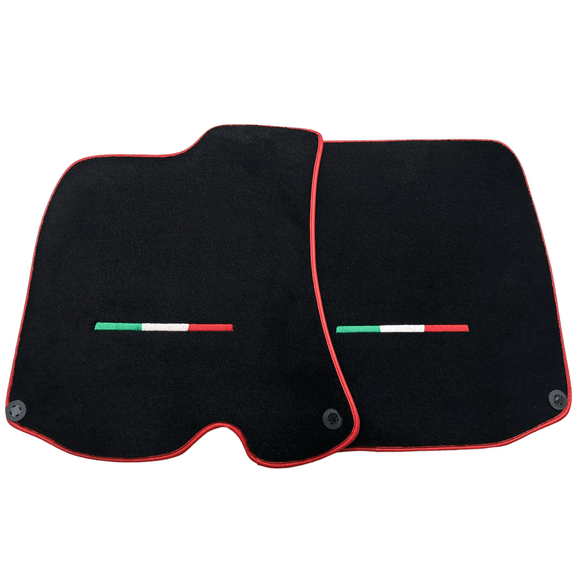 Black Floor Mats for Ferrari Roma (2021-2024) Italian Edition with Red Trim - AutoWin