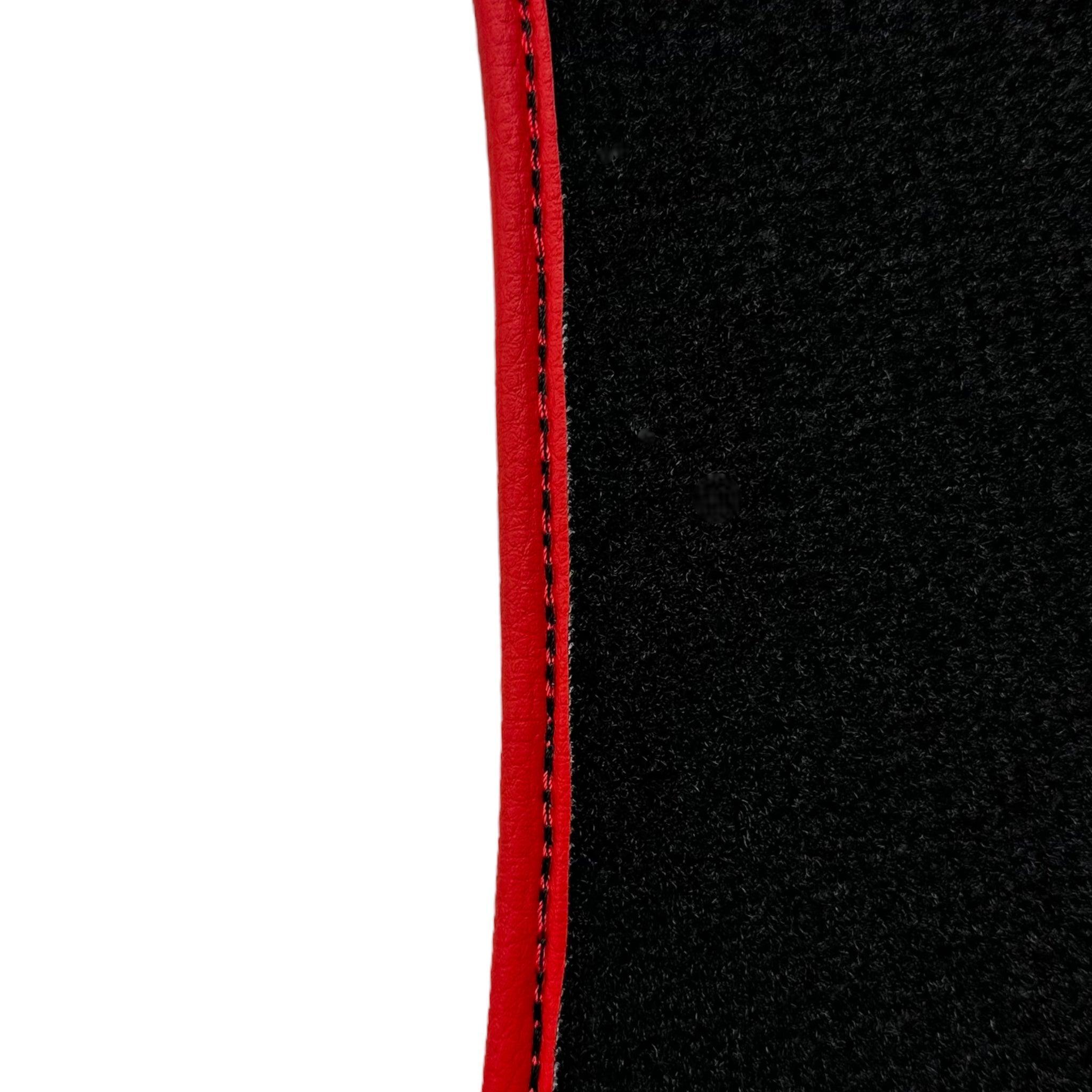 Black Floor Mats For Ferrari Portofino (2018-2023) With Leather and Red Trim - AutoWin