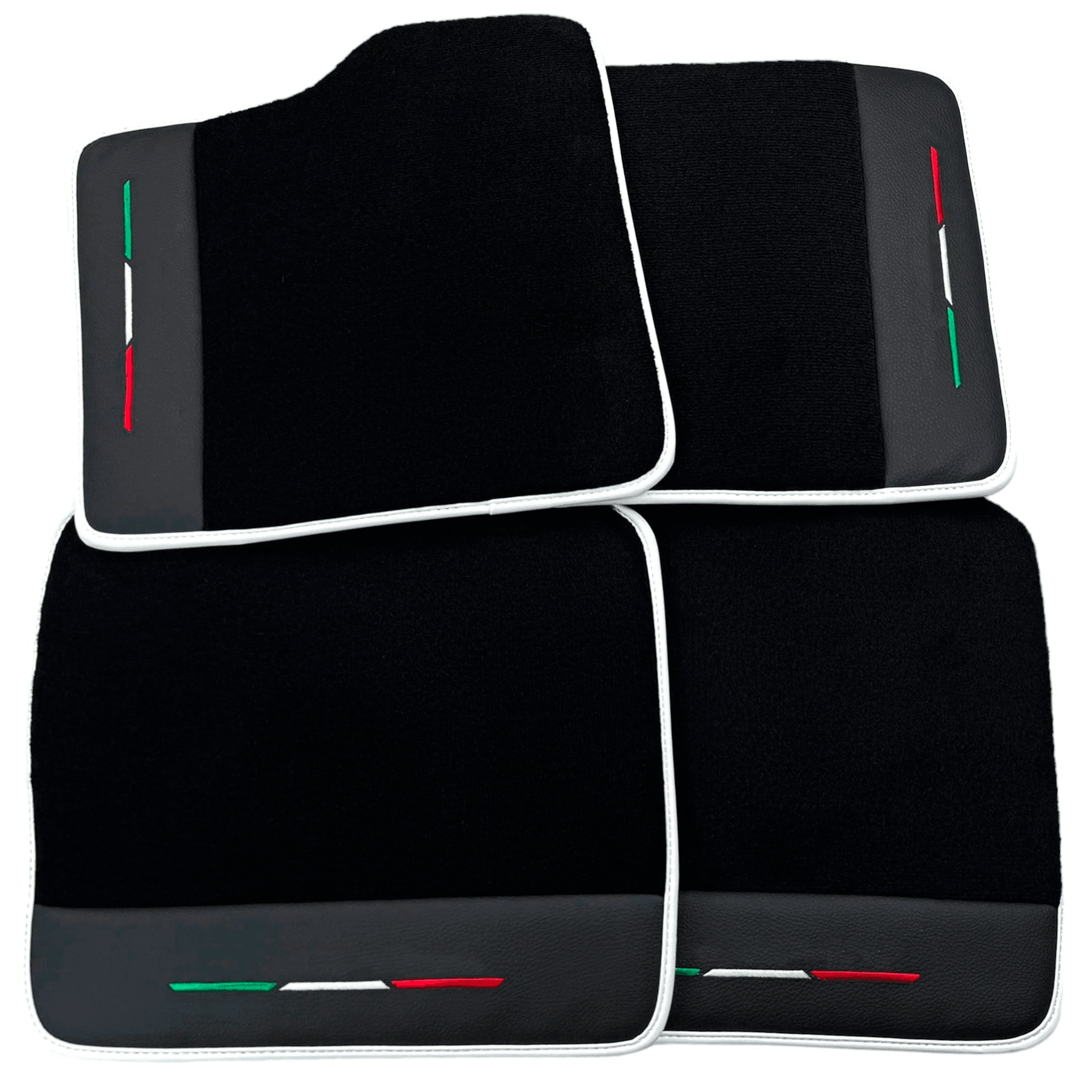 Black Floor Mats for Ferrari Purosangue with Leather and White Trim | Italian Edition - AutoWin