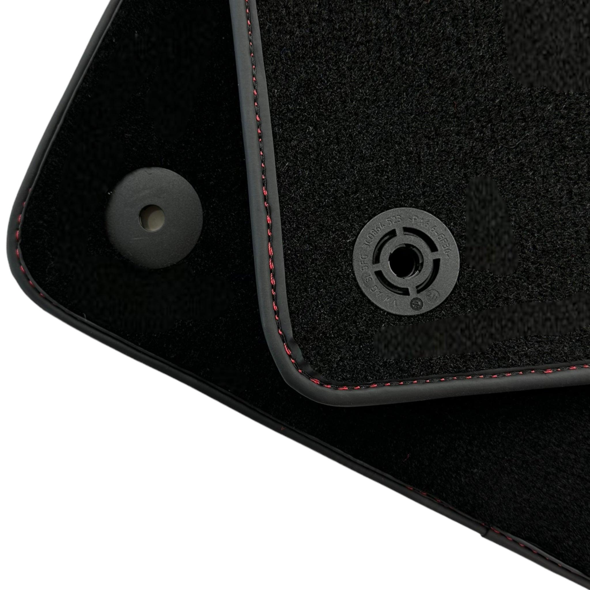 Black Floor Mats for Lamborghini Aventador With Red Leather - AutoWin