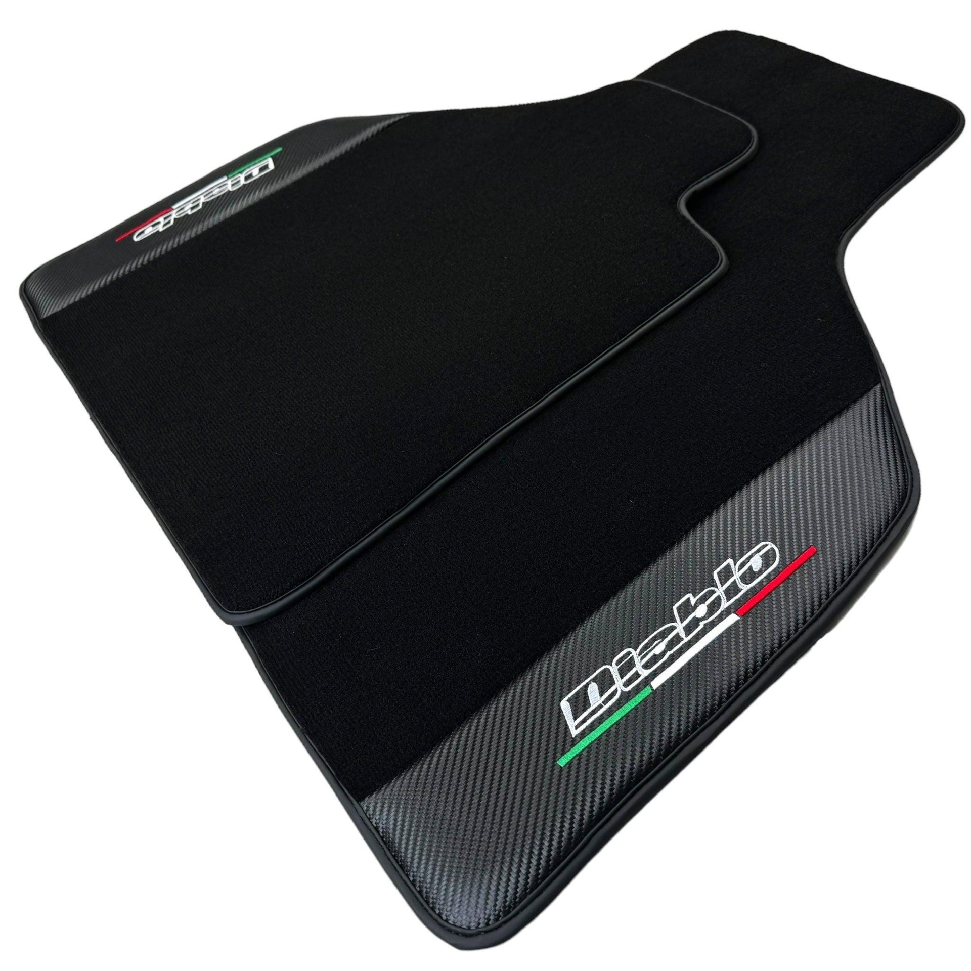 Black Floor Mats for Lamborghini Diablo (1990-2001) with Carbon Fiber - AutoWin