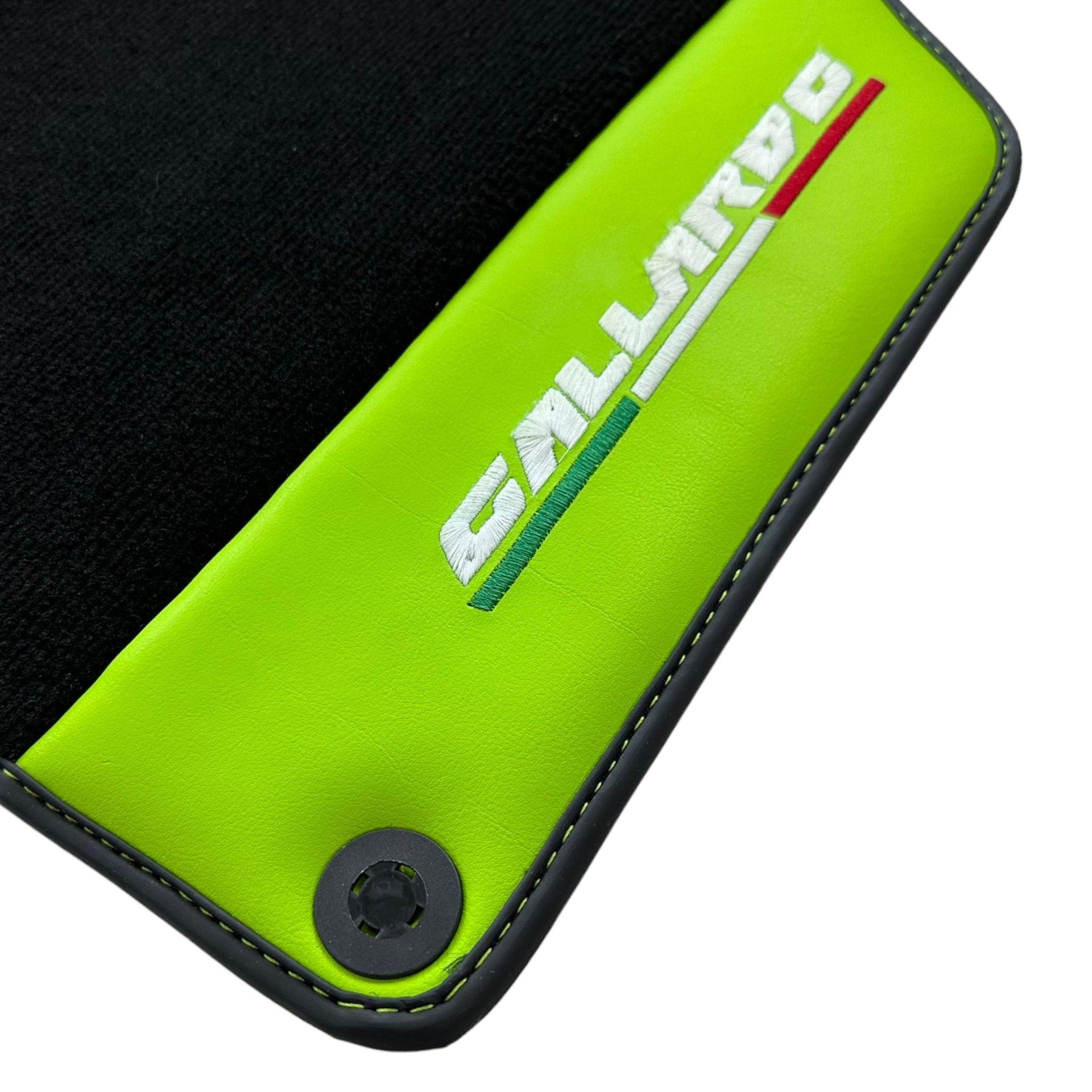 Black Floor Mats for Lamborghini Gallardo With Green Leather - AutoWin