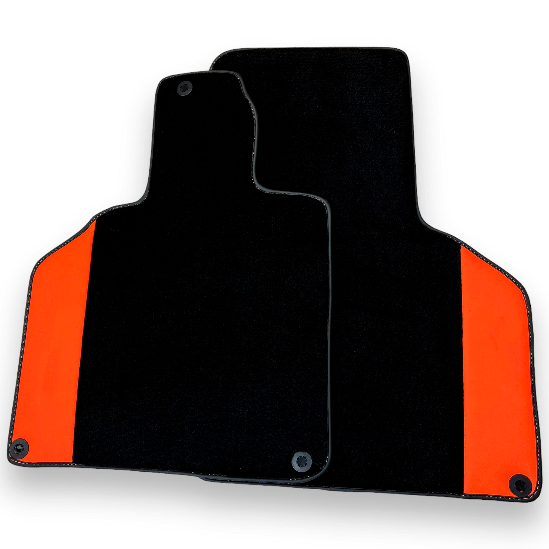 Custom Black Floor Mats for Lamborghini Gallardo With Orange Arancia Mira Nappa Leather