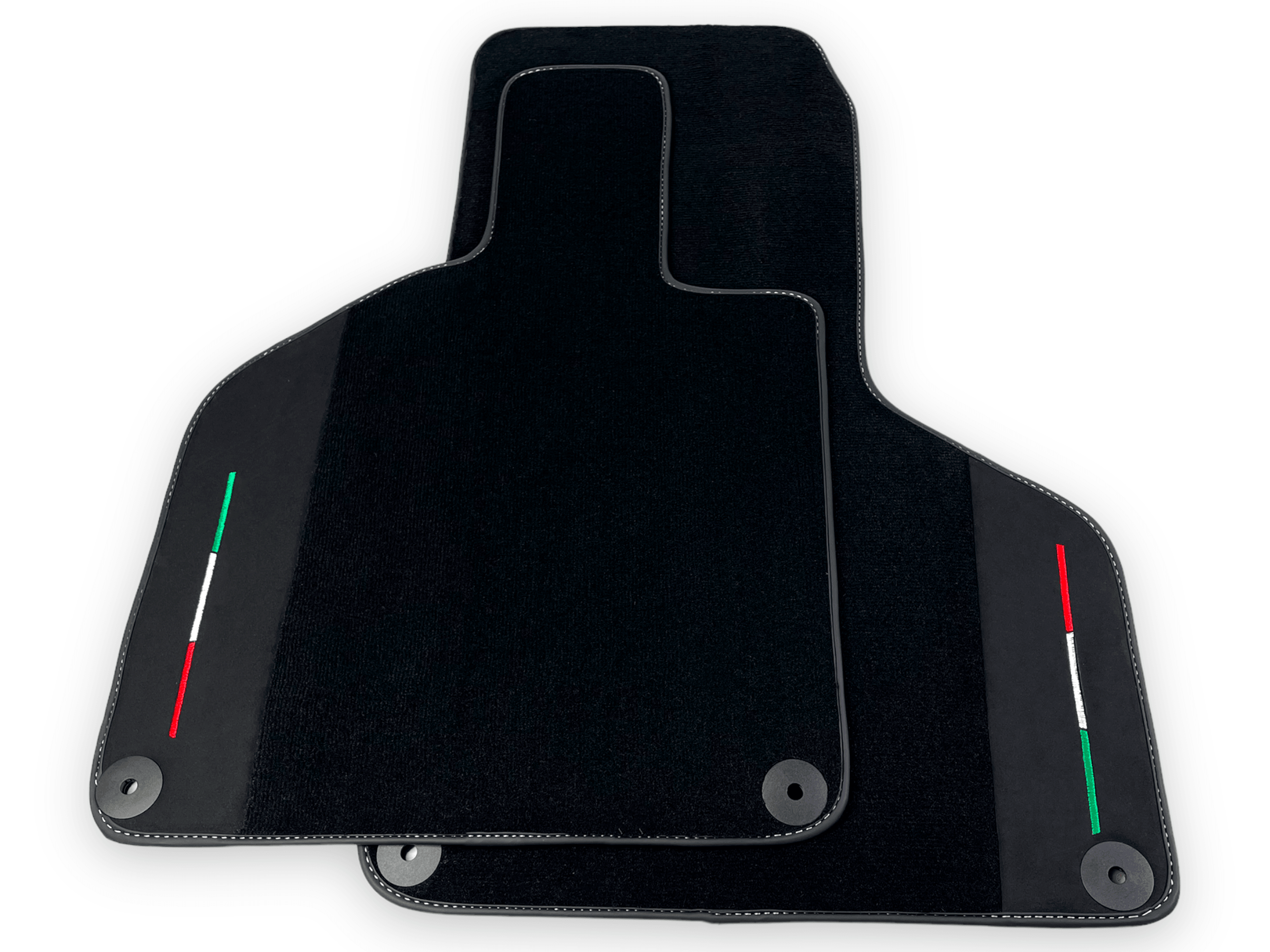 Black Carpet Floor Mats for Lamborghini Huracan with Alcantara Leather | Italian Flag