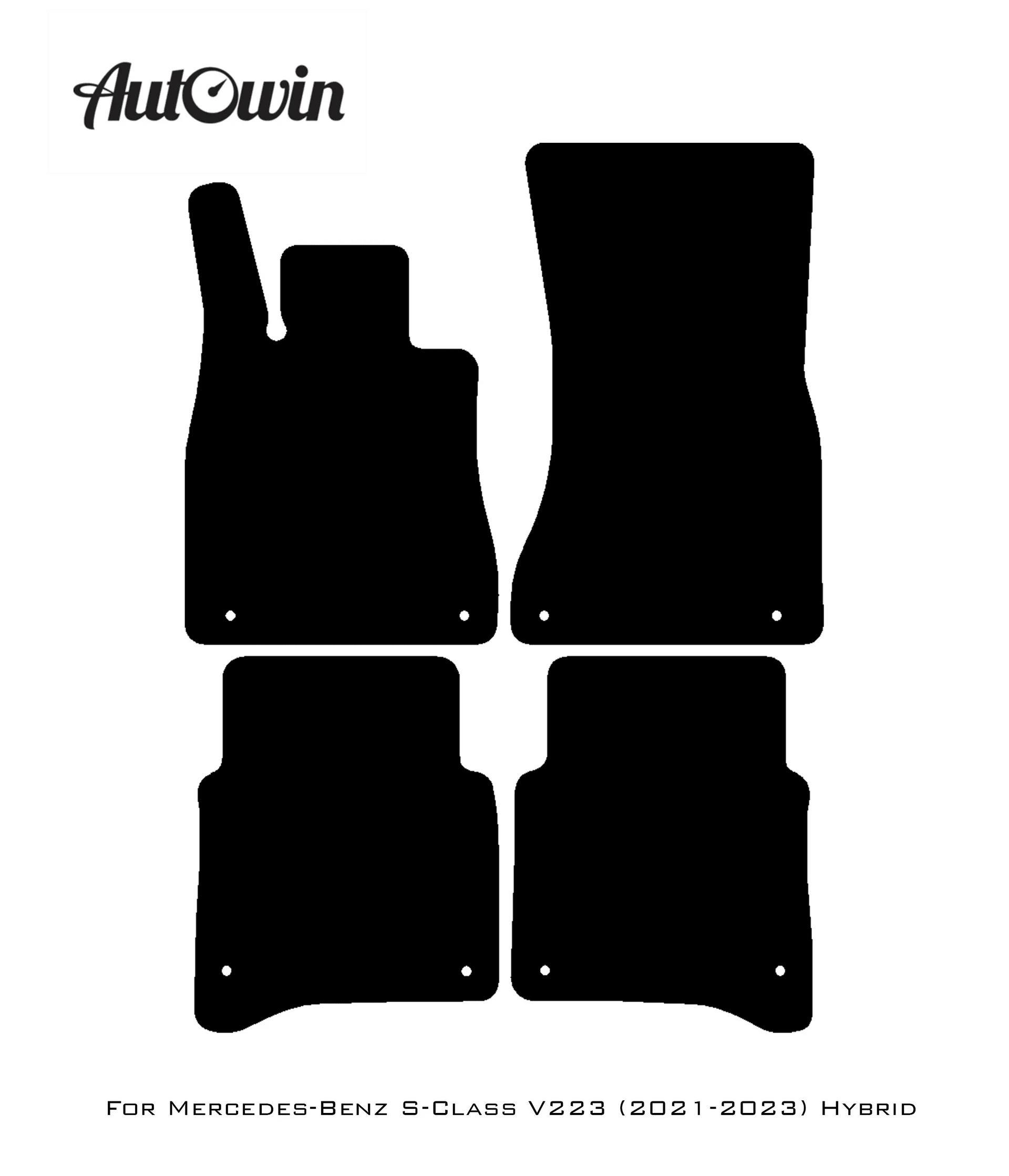 Black Floor Mats For Mercedes Benz S-Class V223 (2021-2023) Hybrid | Limited Edition - AutoWin