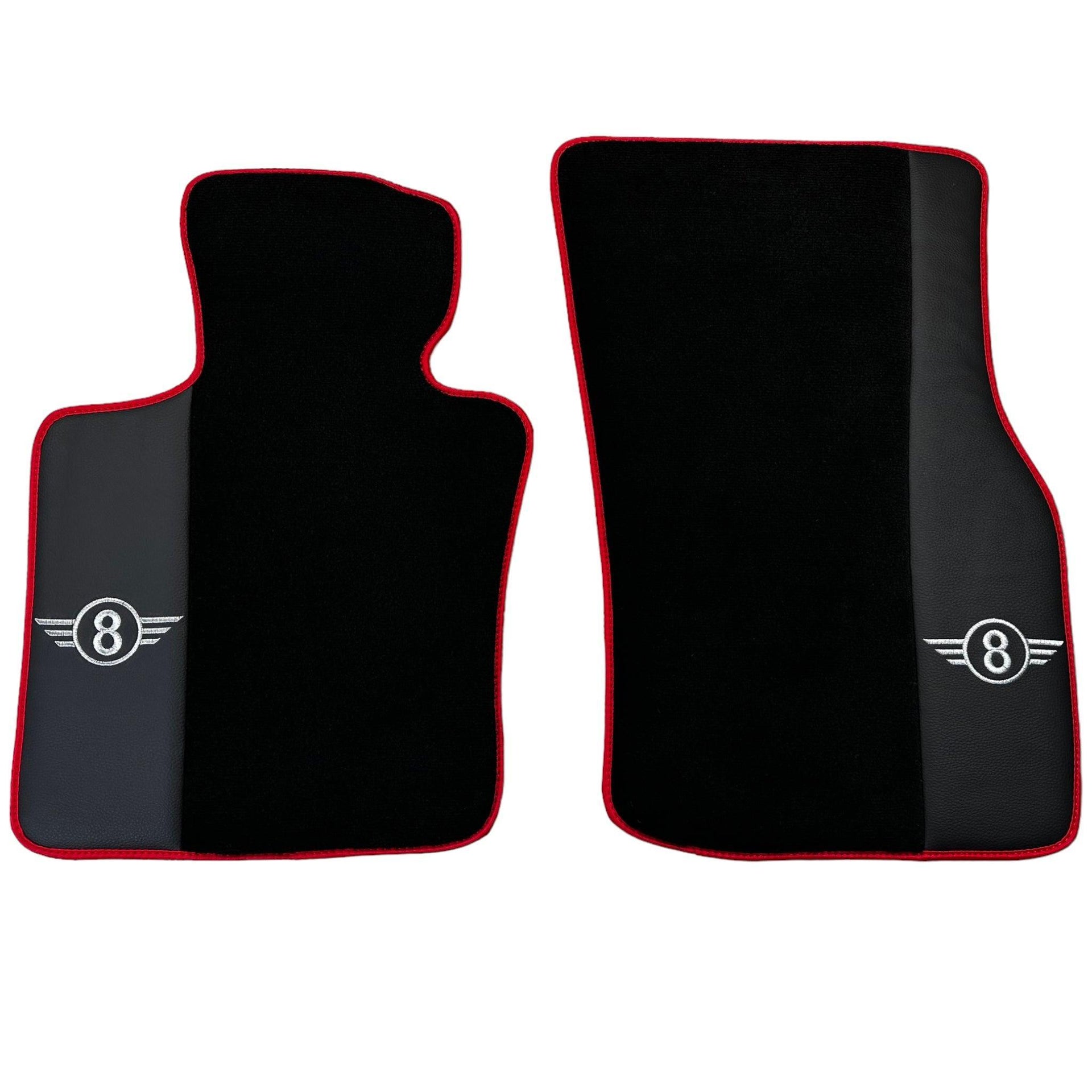 Black Floor Mats for Mini Cooper F56 (2013-2022) with Leather and Red Trim - AutoWin