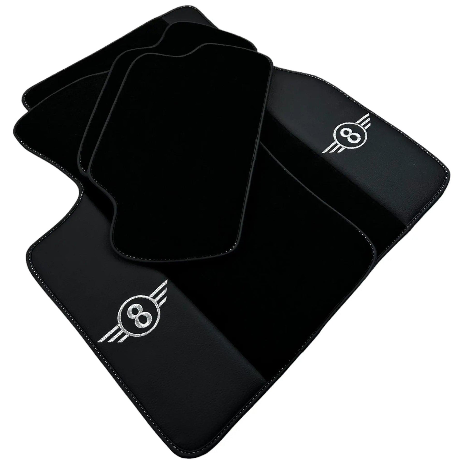Black Floor Mats for Mini Cooper F56 (2013-2022) with Leather - AutoWin