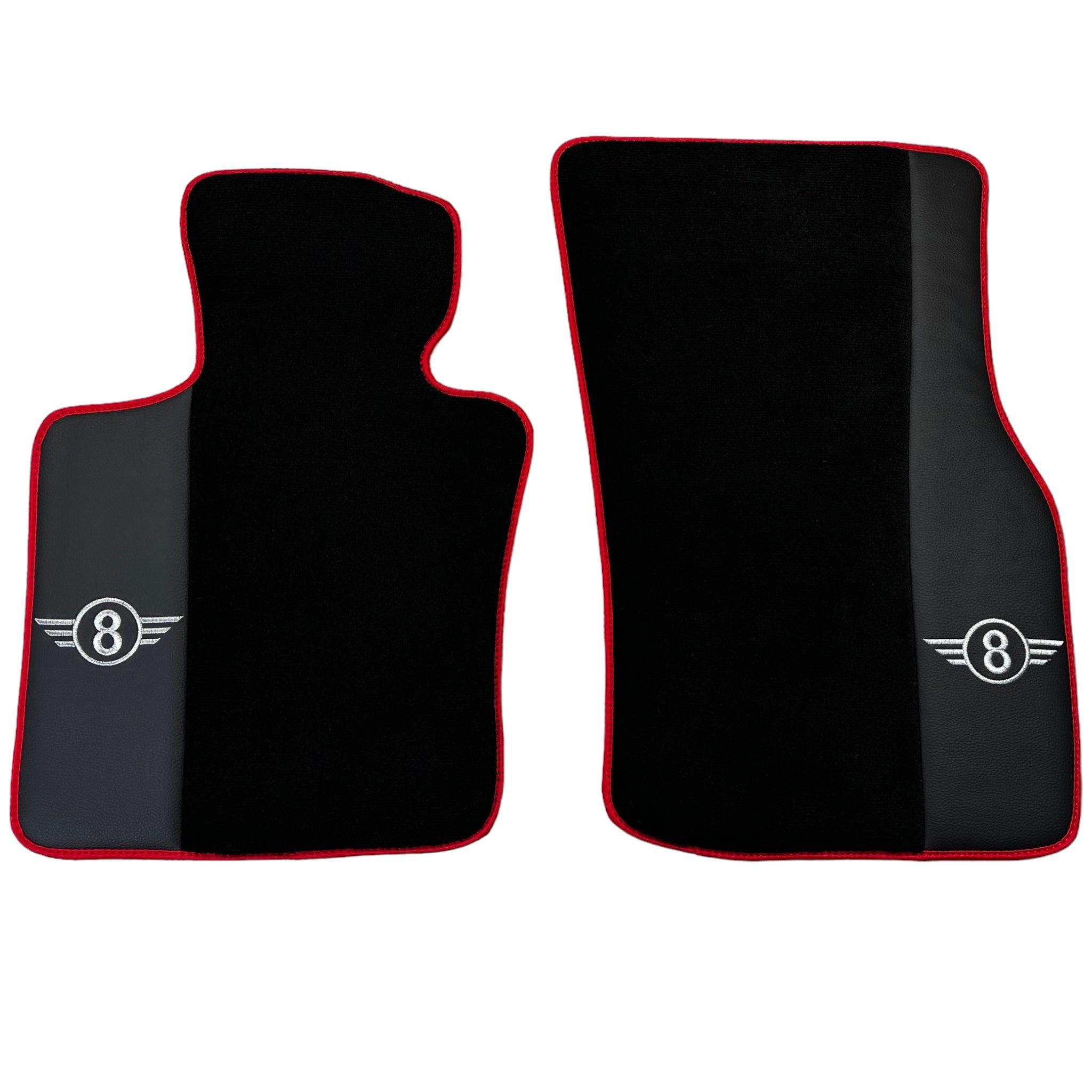 Black Floor Mats for Mini Cooper / One Electric (2020-2023) With Leather | Red Trim - AutoWin
