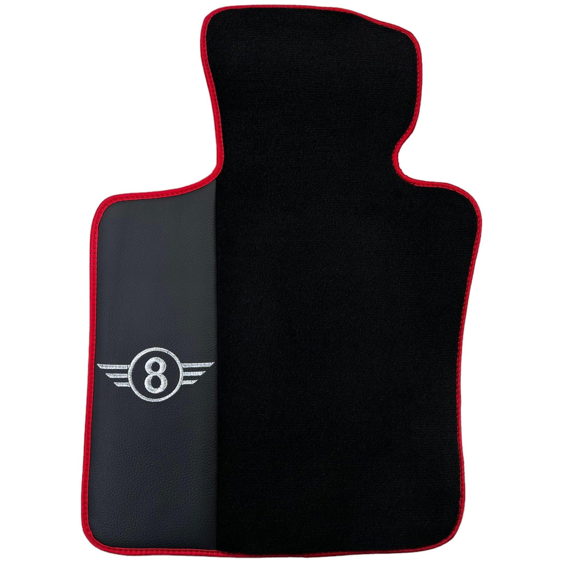 Black Floor Mats for Mini Cooper / One F55 5-doors (2015-2023) With Leather | Red Trim - AutoWin