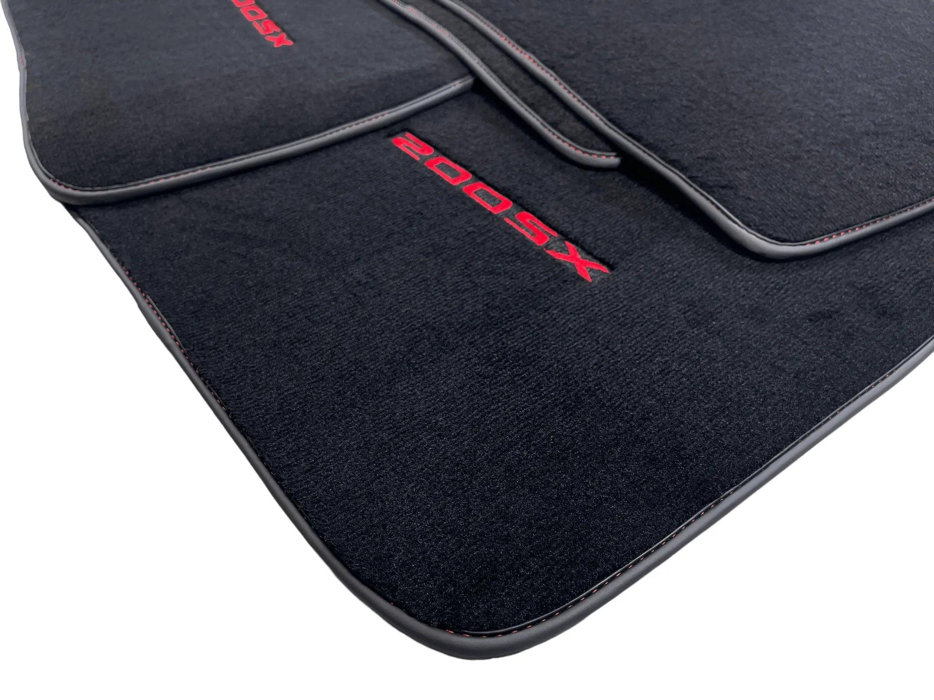 Black Floor Mats For Nissan 200 SX (1989-1994) With Red Logo - AutoWin