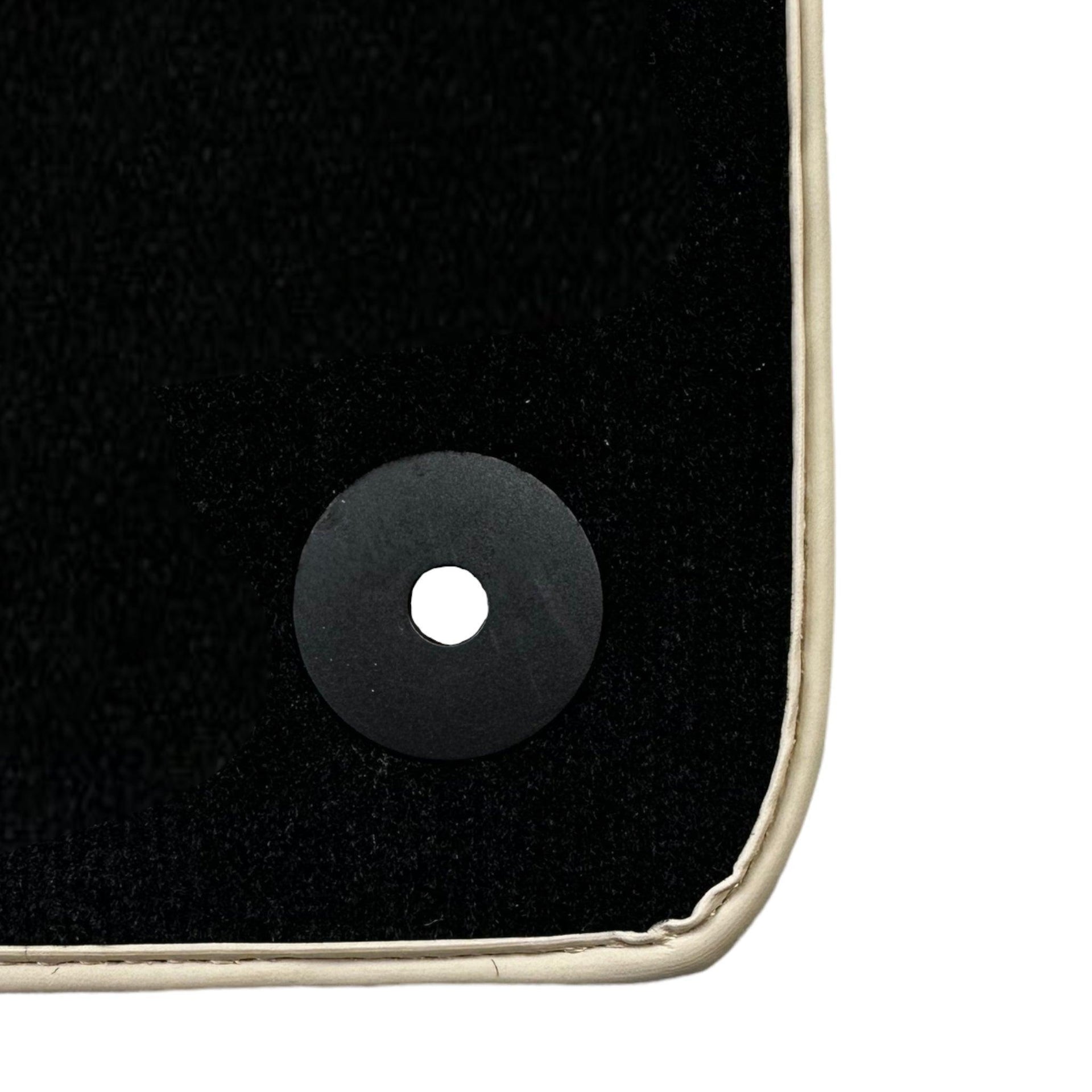 Black Floor Mats With Beige Trim For Audi A6 C8 Sedan (2018-2023) ER56 Design - AutoWin