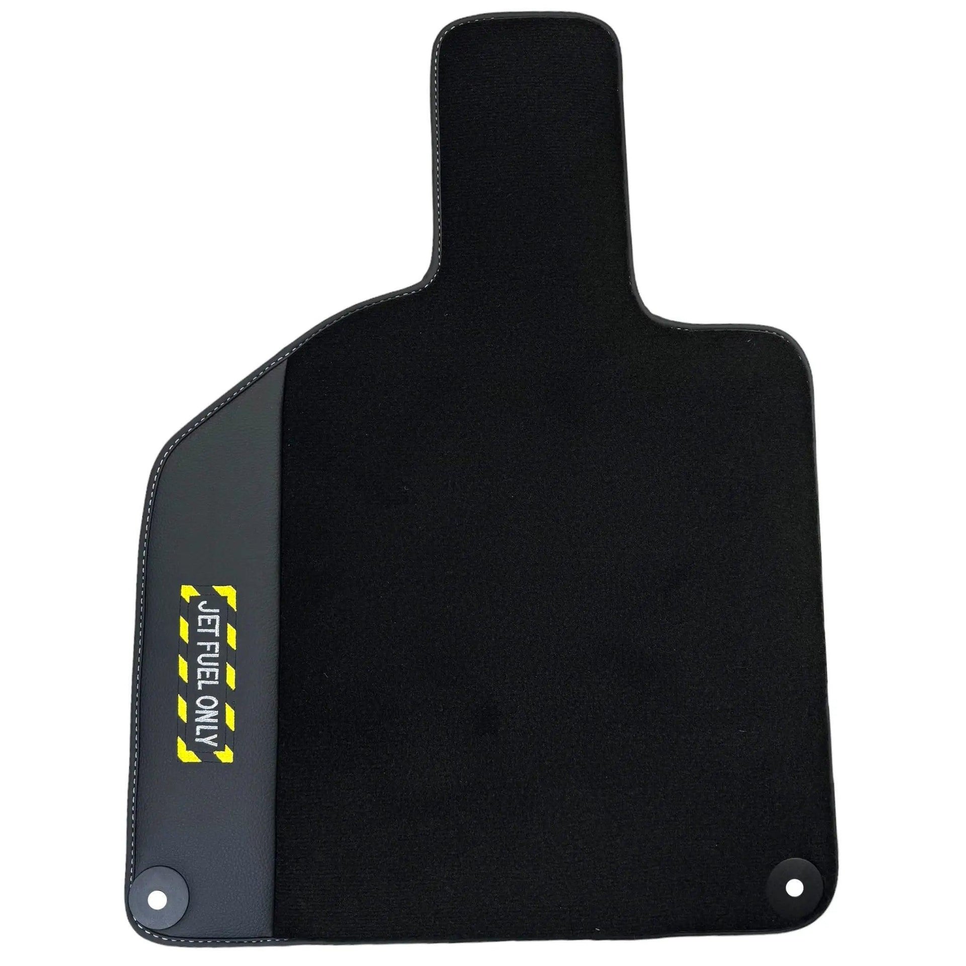 Black Floor Mats with Leather for Lamborghini Huracan (2014-2023) - Fighter Jet Edition - AutoWin