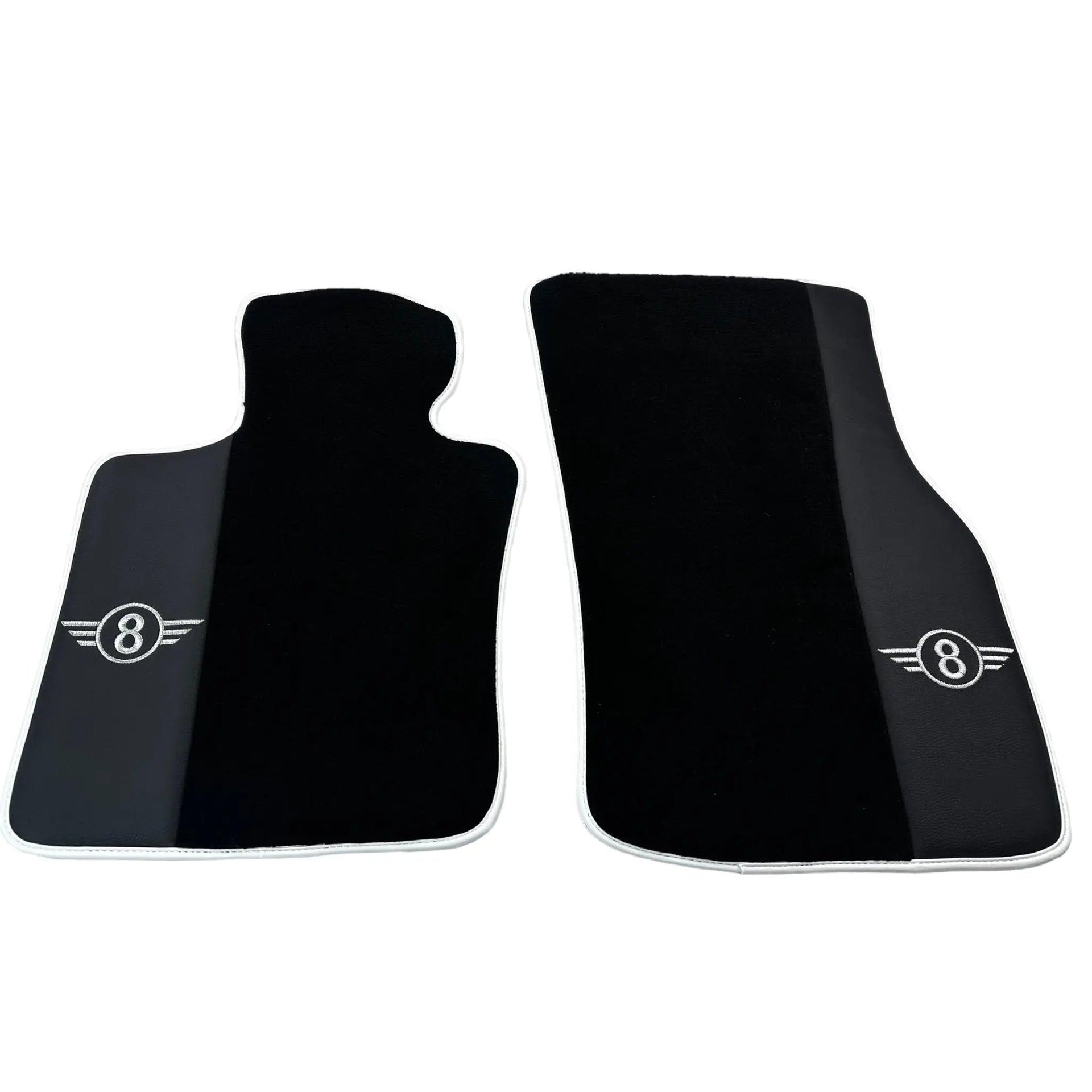 Black Floor Mats for Mini Cooper F56 (2013-2022) with Leather | White Trim - AutoWin