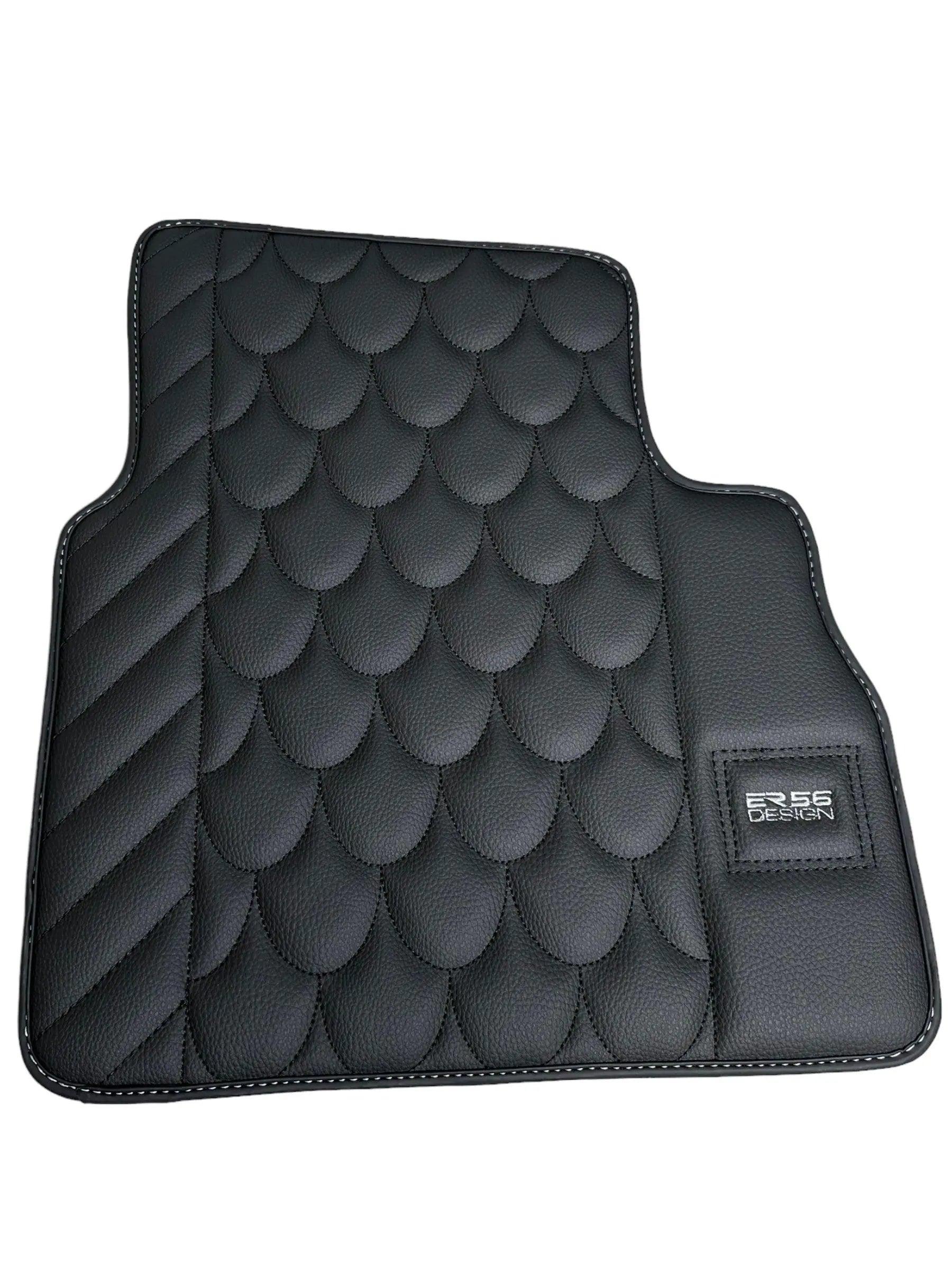 Black Leather Floor Mats For Mercedes-Benz G Class W463 (2008-2018) ER56 Design - AutoWin