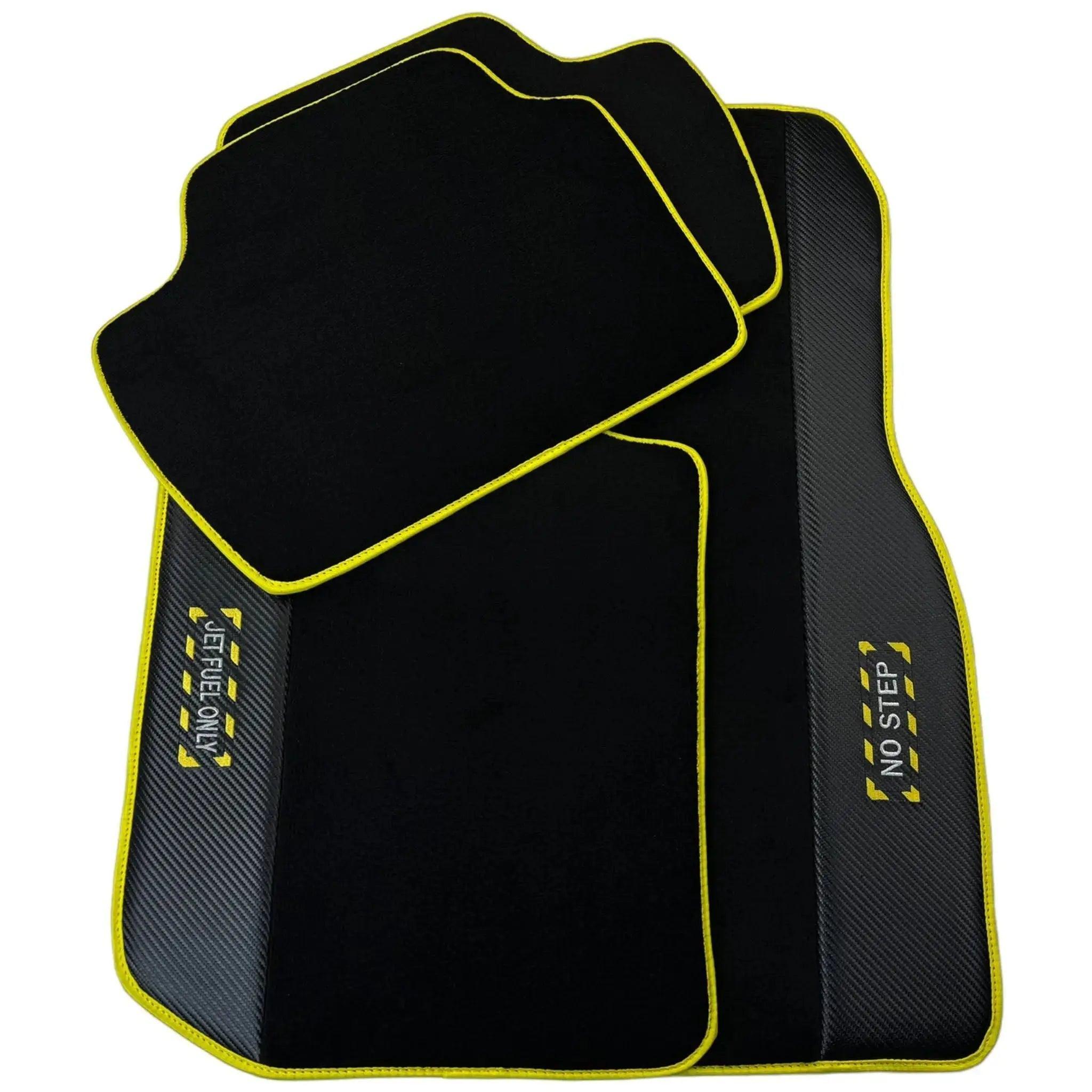 Black Mats For BMW 8 Series E31 2-door Coupe | Fighter Jet Edition | Yellow Trim - AutoWin