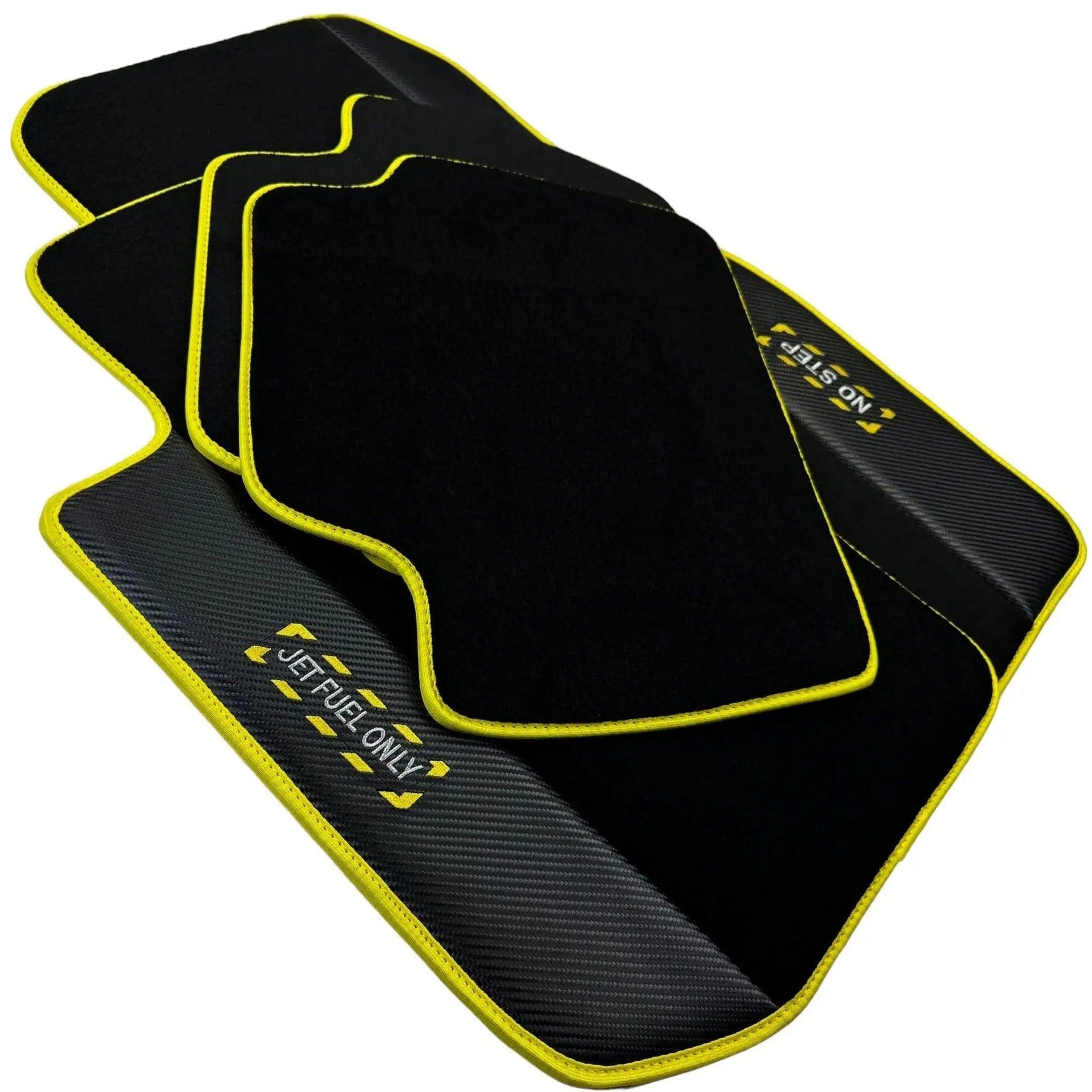 Black Mats For BMW M8 F93 4-door Gran Coupe | Fighter Jet Edition | Yellow Trim - AutoWin