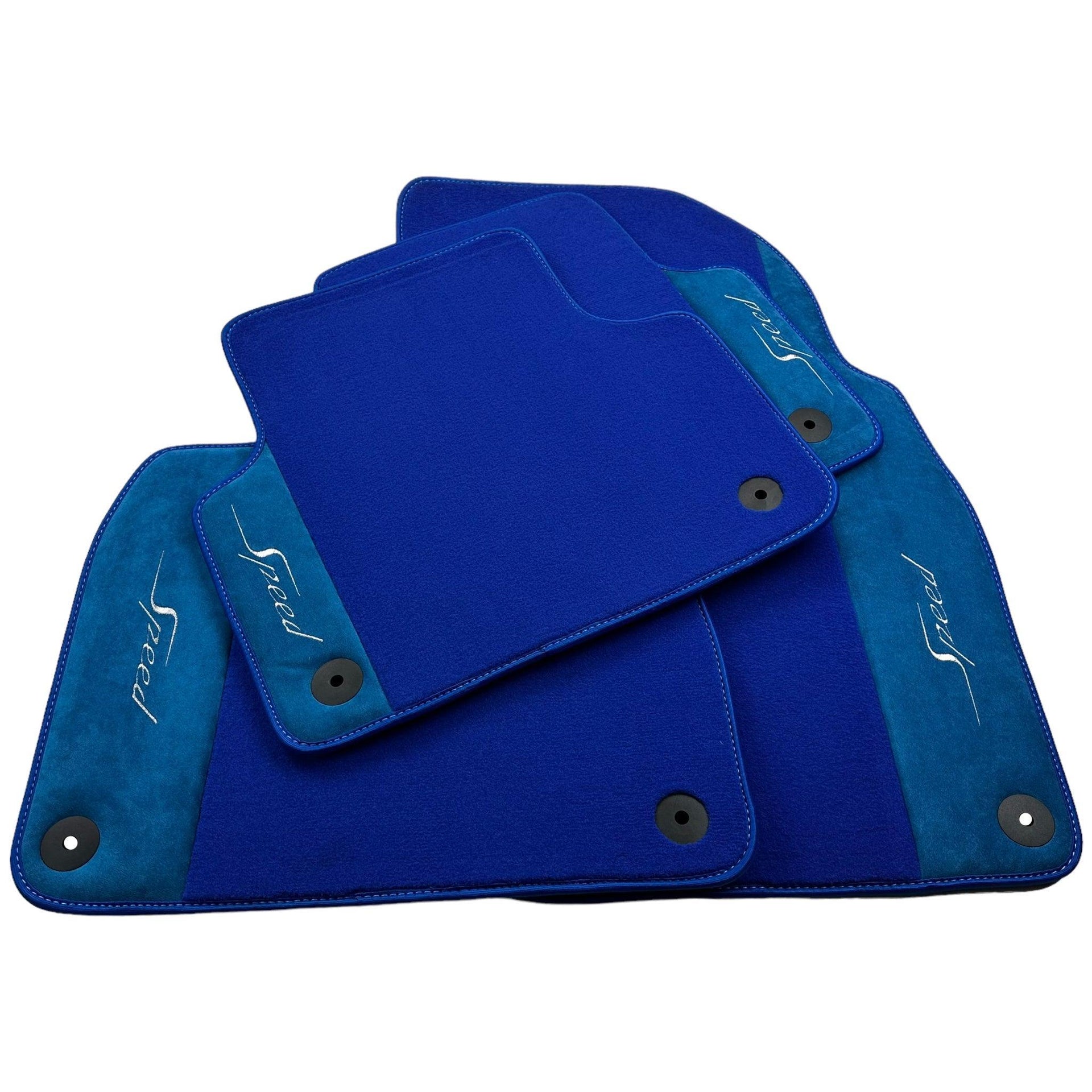 Blue Floor Mats For Bentley Flying Spur (2005-2013) with Alcantara Leather - AutoWin