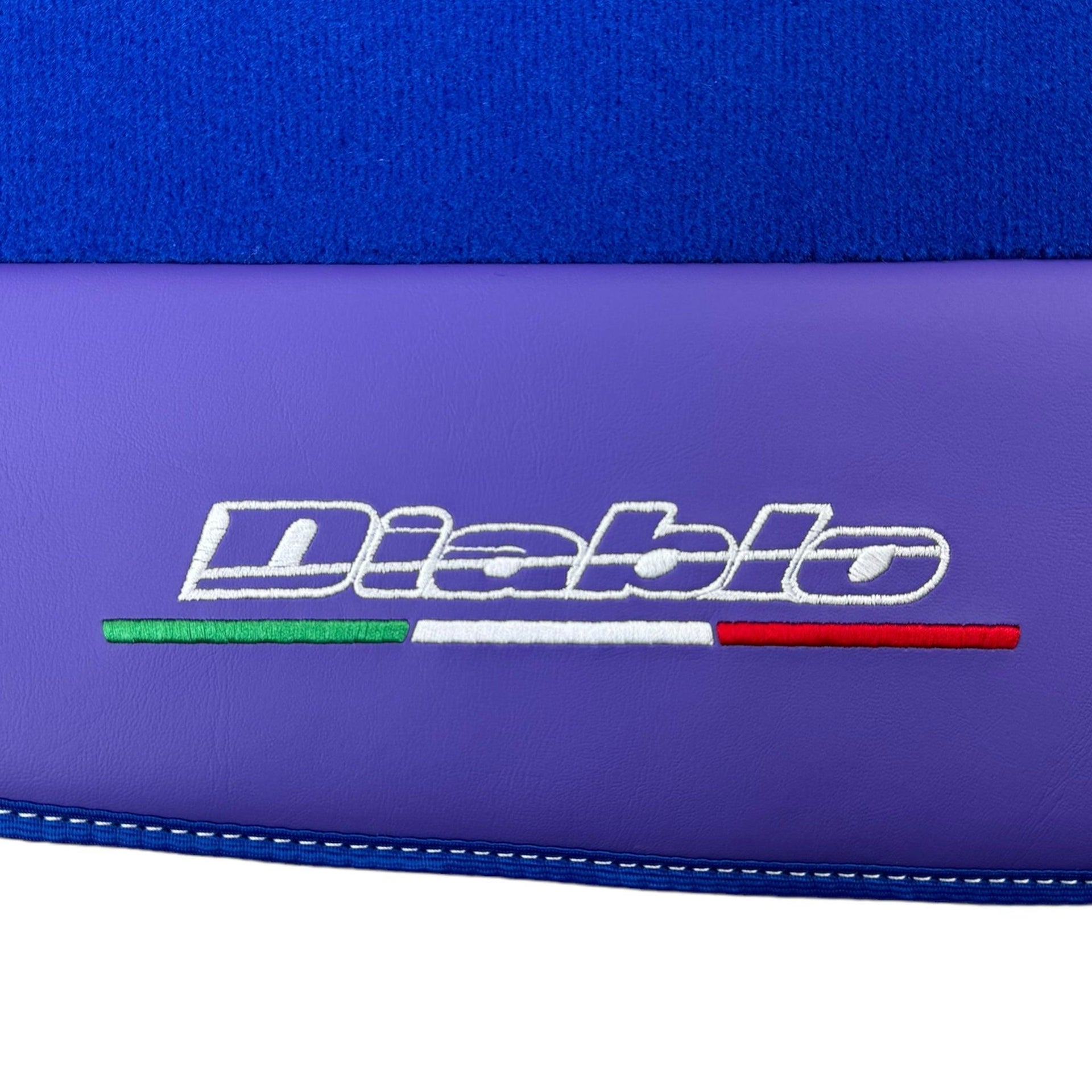 Blue Floor Mats for Lamborghini Diablo (1990-2001) with Purple Leather - AutoWin
