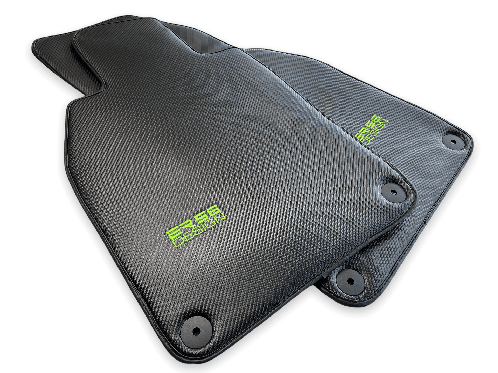 Carbon Fiber Floor Mats for Porsche Taycan (2019-2023) Green Sewing - AutoWin