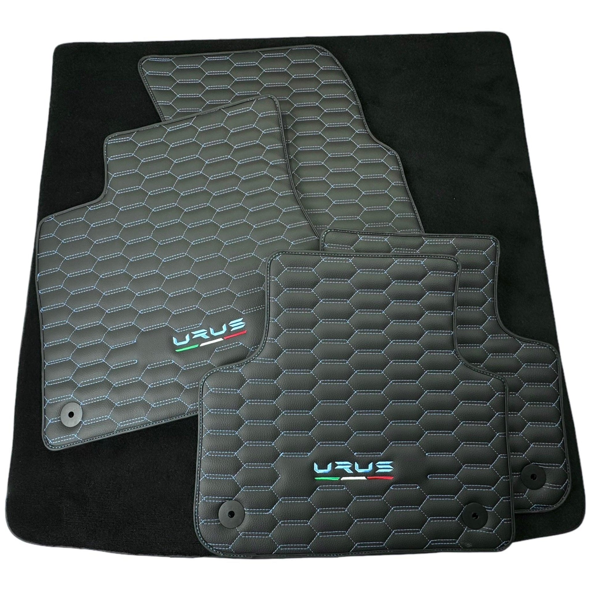 Floor Mats Set with Trunk Mat for Lamborghini Urus with Black Leather - AutoWin