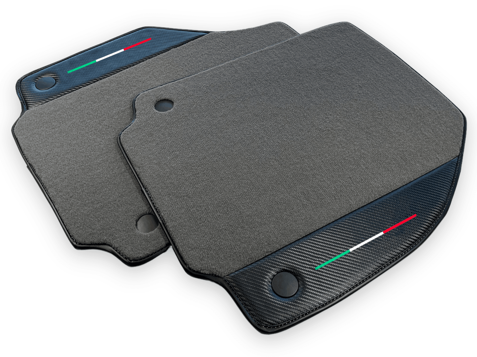 Gray Floor Mats For Ferrari F8 Tributo 2019-2022 With Carbon Leather - AutoWin