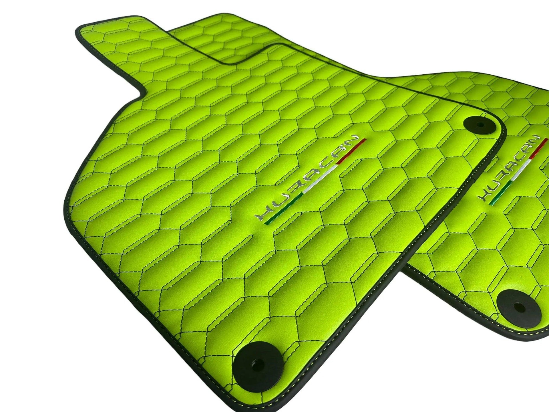 Green Leather Floor Mats for Lamborghini Huracan - AutoWin
