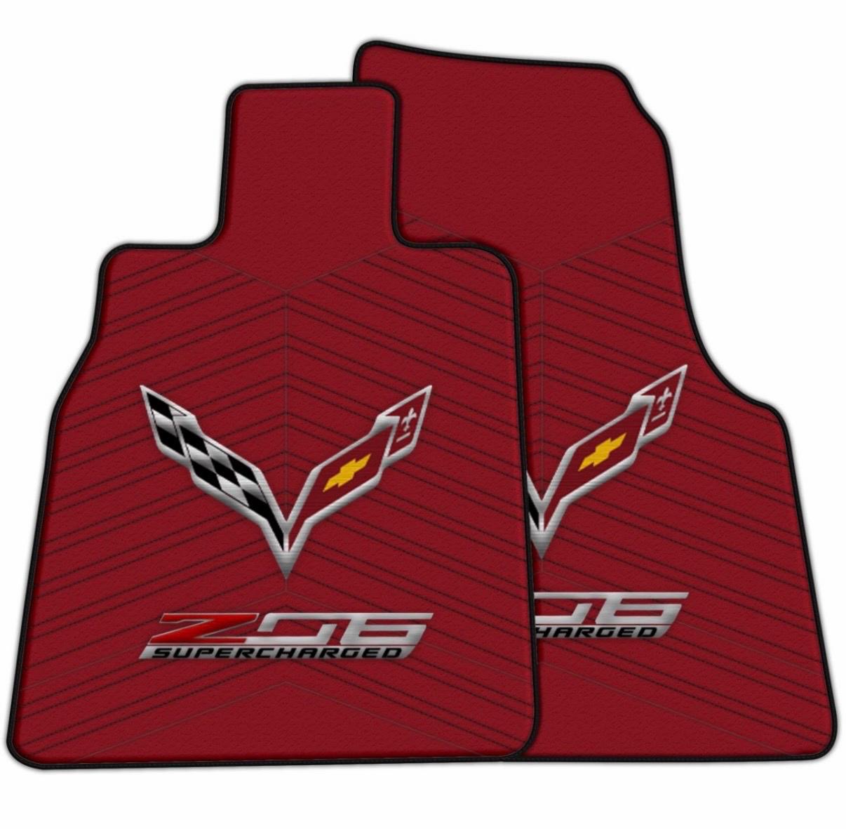 Customizable Leather Floor Mats with Pattern ER56 Edition for Chevrolet Corvette C8 (2020-2024) - AutoWin
