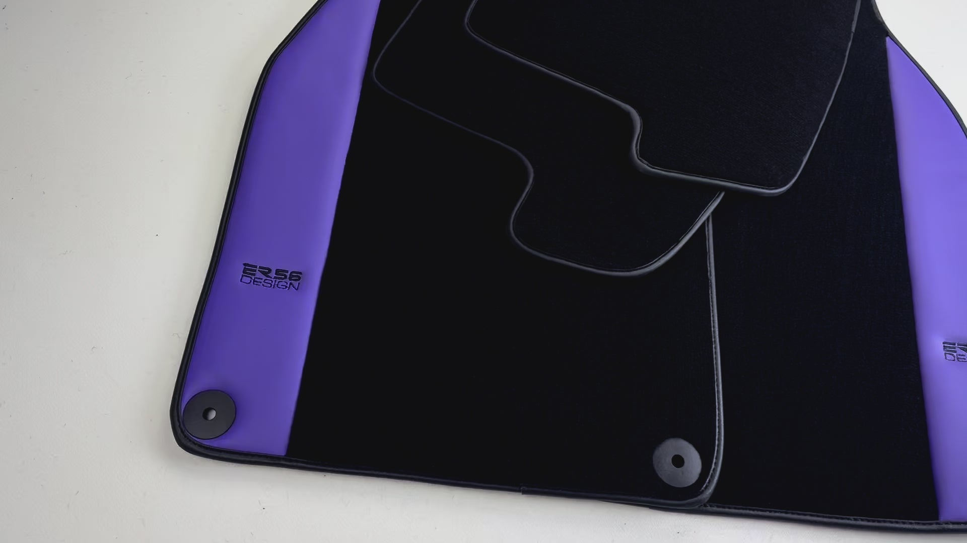 Black Floor Mats for Porsche 997 (2004-2012) with Purple Leather | ER56 Design - AutoWin