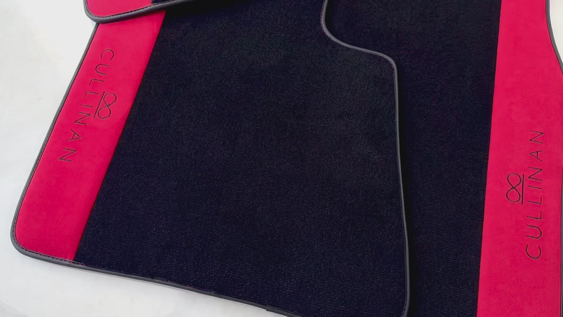 Black Floor Mats for Rolls Royce Cullinan with Red Alcantara Leather - AutoWin