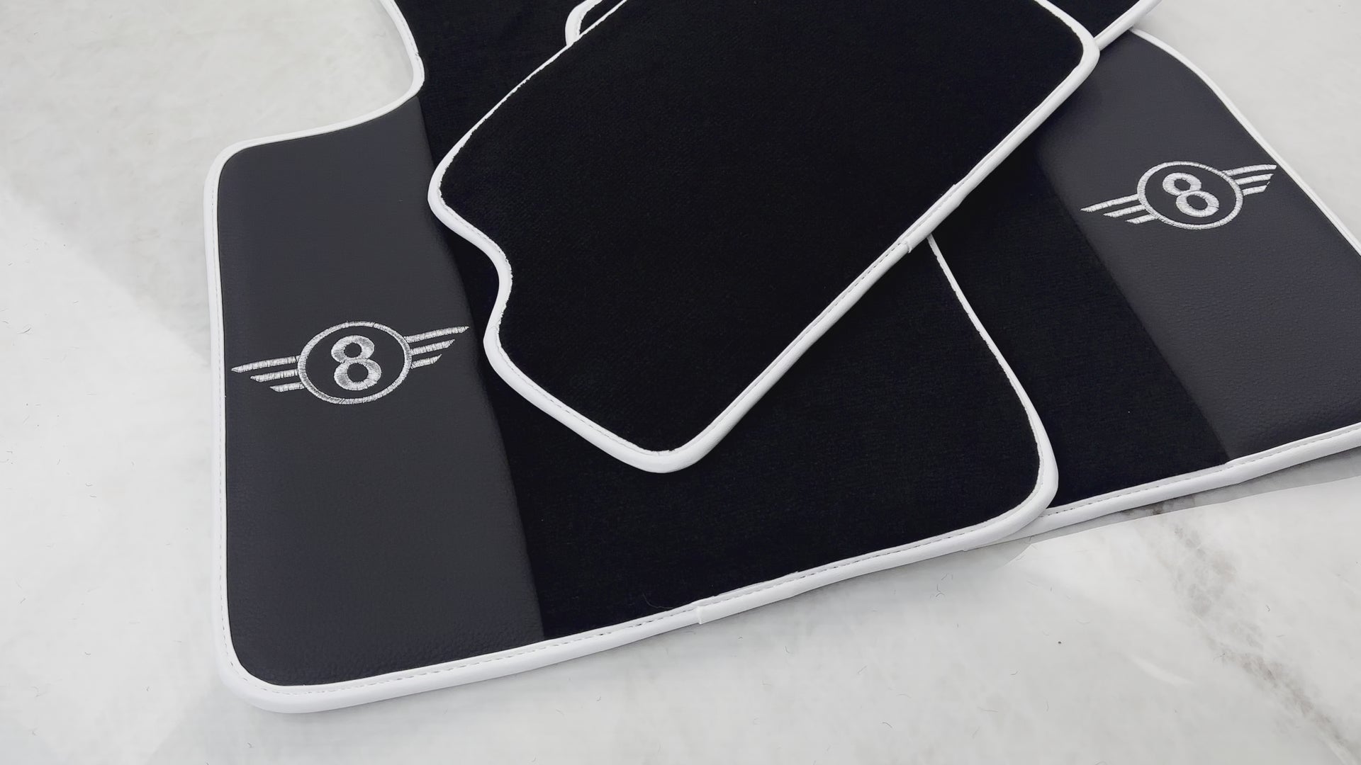 Black Floor Mats for Mini Countryman R60 (2010-2017) with Leather | White Trim - AutoWin