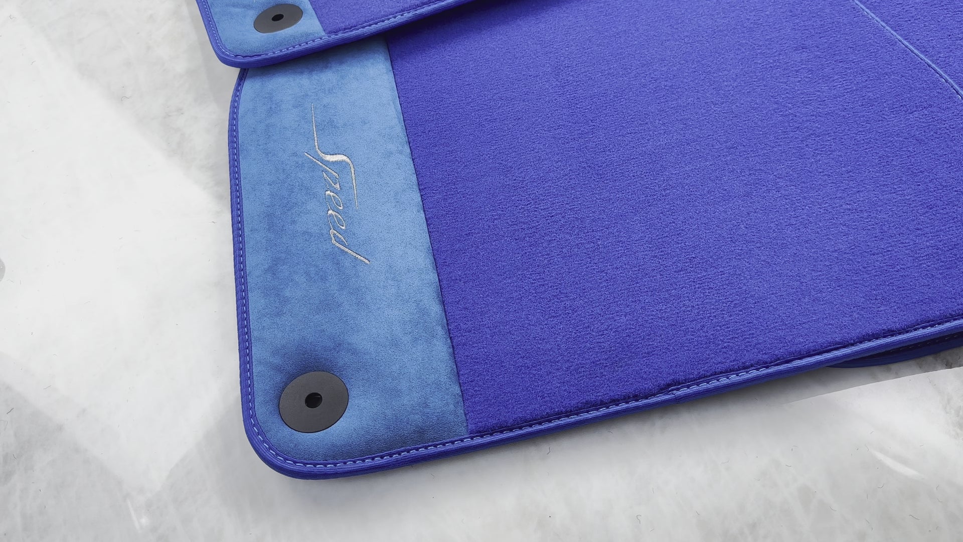 Blue Floor Mats For Bentley Bentayga (2015-2023) with Alcantara Leather - AutoWin