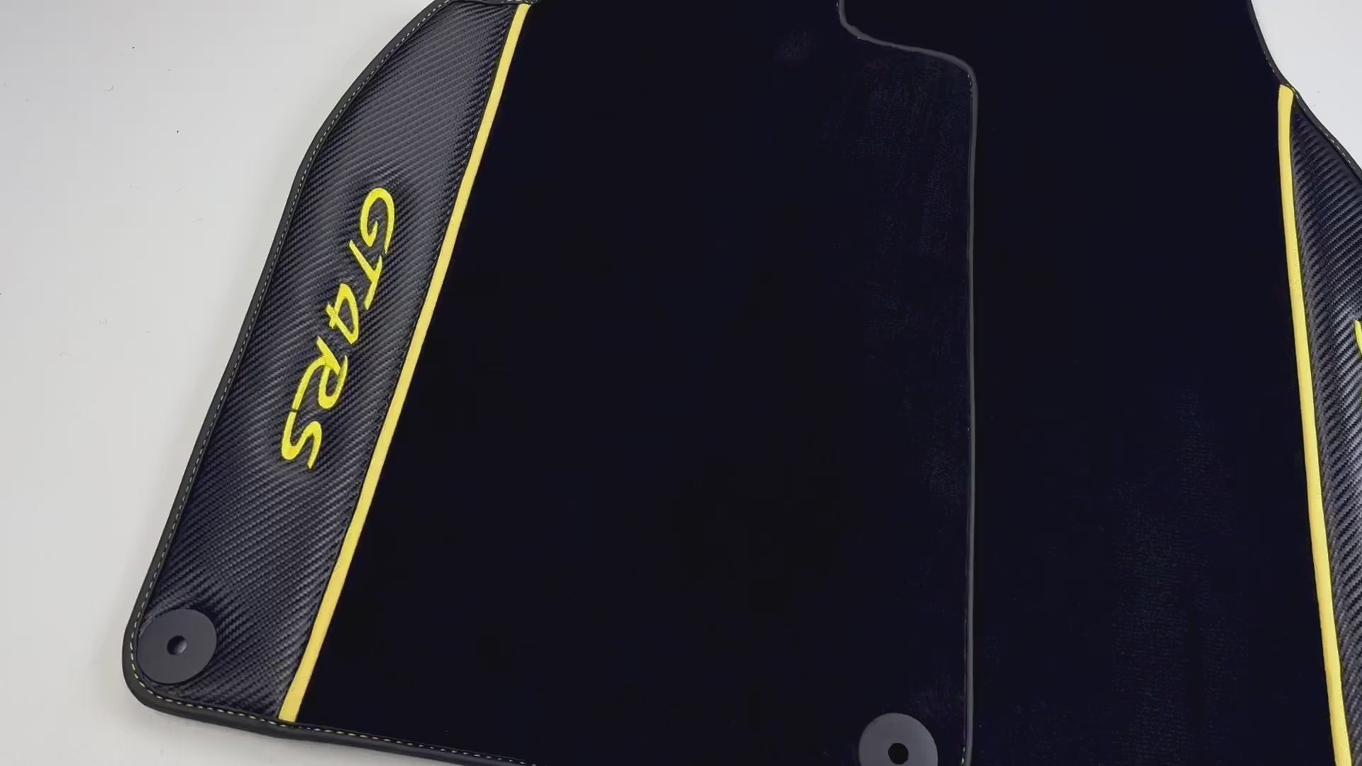 Black Floor Mats for Porsche 718 Cayman GT4 RS (2017-2024) with Carbon | Yellow Accents - AutoWin
