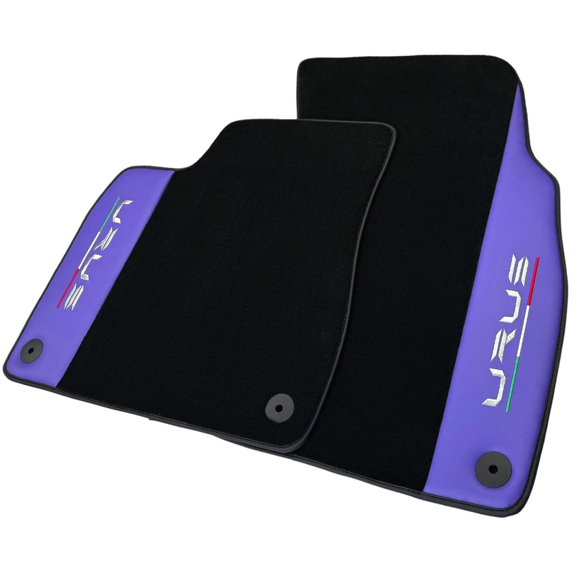 Purple Leather Black Floor Mats for Lamborghini Urus | Black Trim - AutoWin