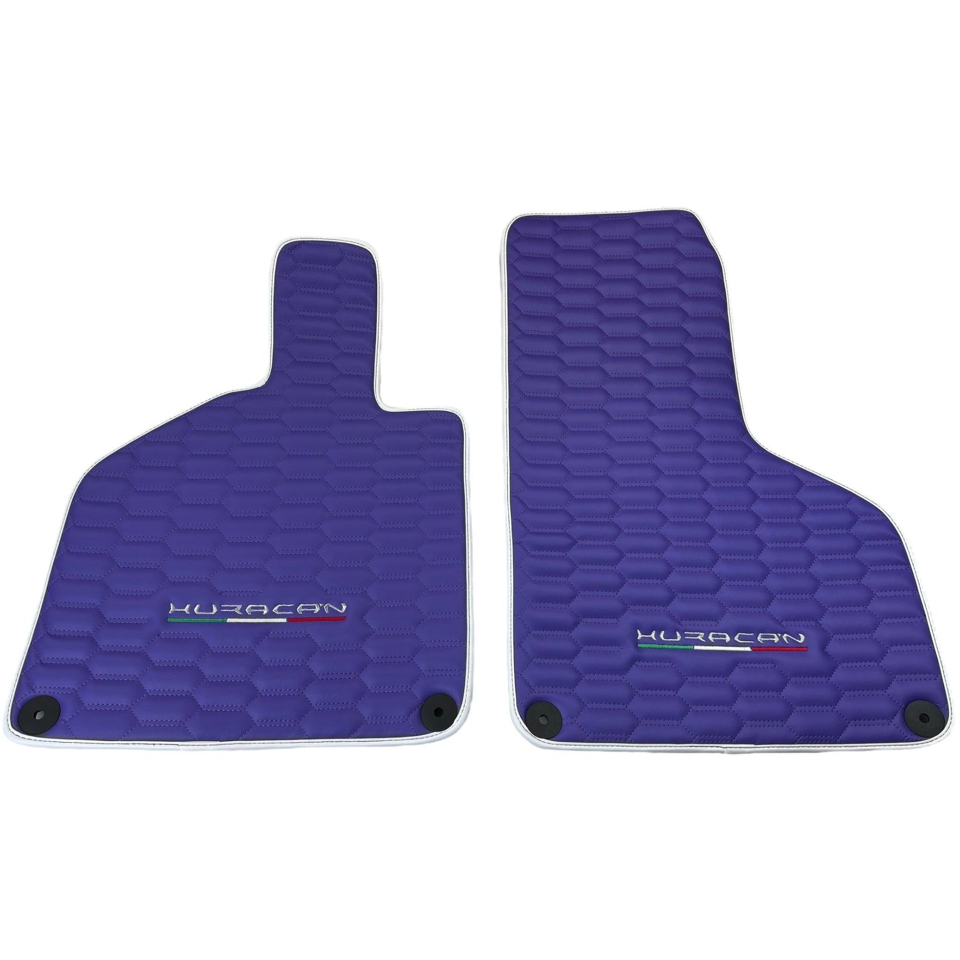 Purple Leather Floor Mats for Lamborghini Huracan with White Trim - AutoWin