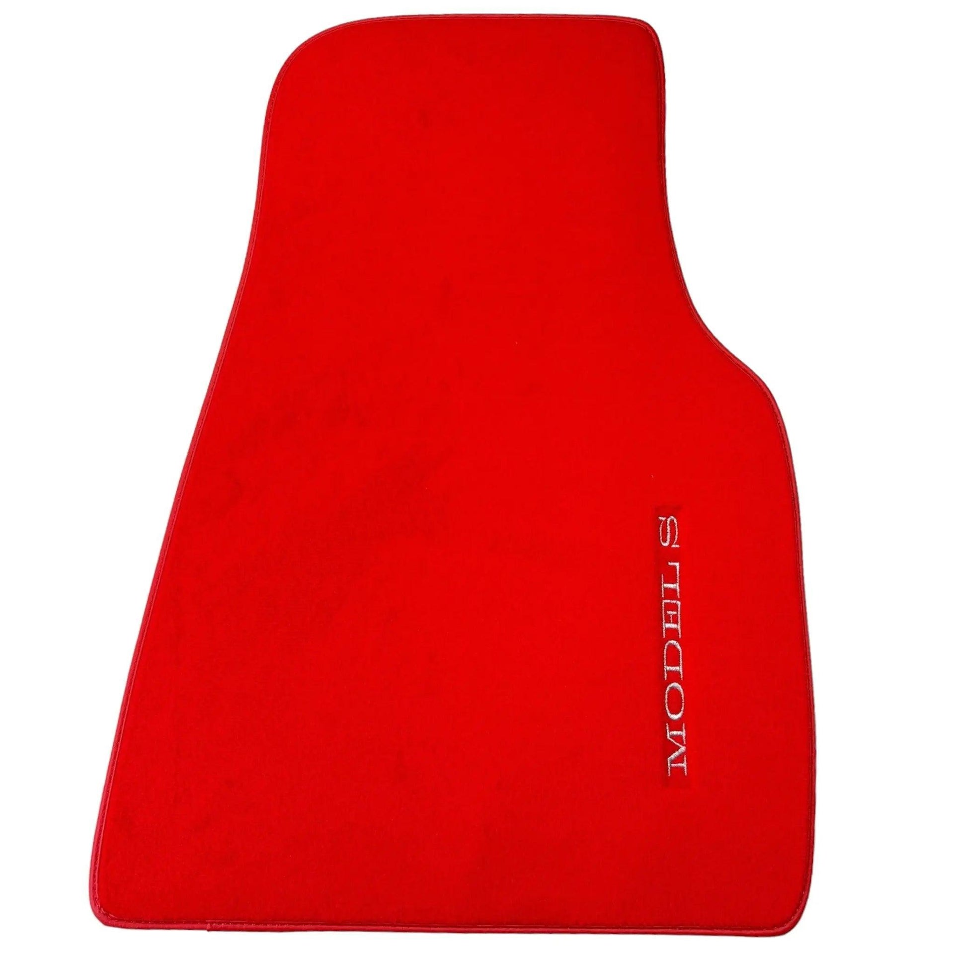 Red Floor Mats For Tesla Model S (2012-2023) with Red Trim - AutoWin