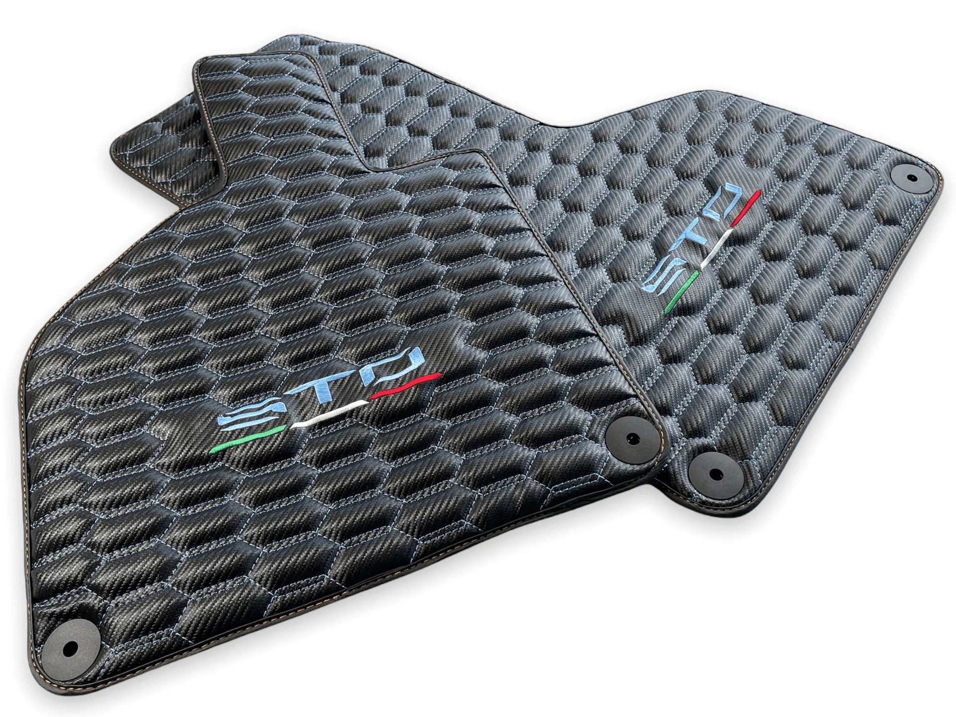 Blue Stitched Carbon Mats for Lamborghini Huracan Sto