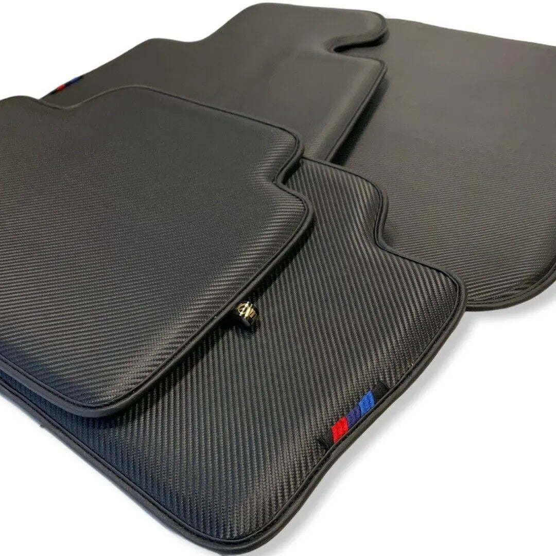 Floor Mats For BMW X6 Series E71 Black Autowin Brand Carbon Fiber Leather - AutoWin