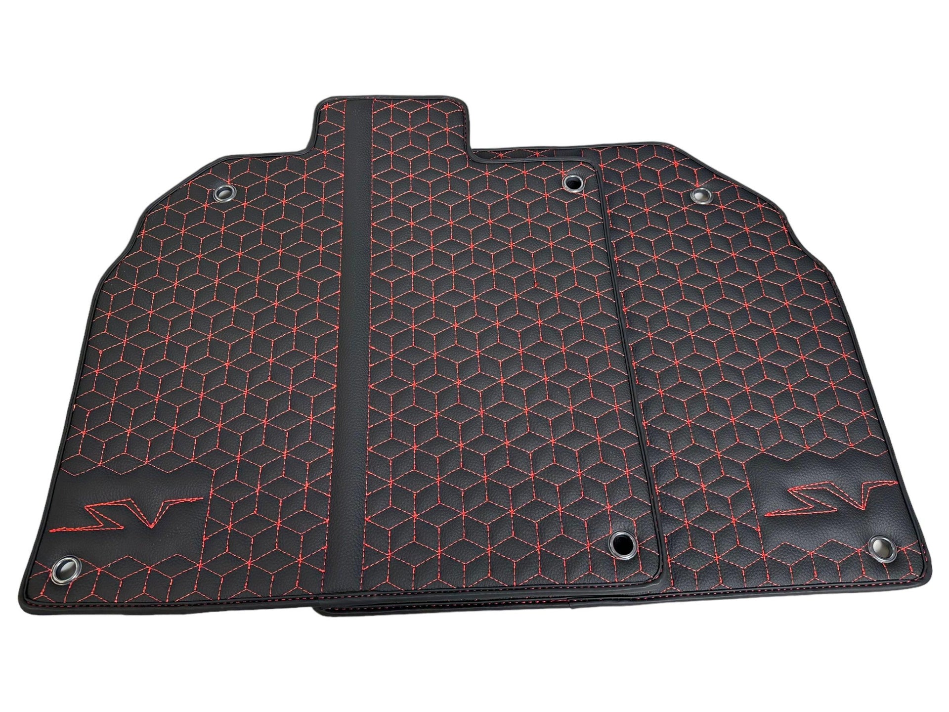 Leather Floor Mats for Lamborghini Aventador SV | Red Stitching - AutoWin