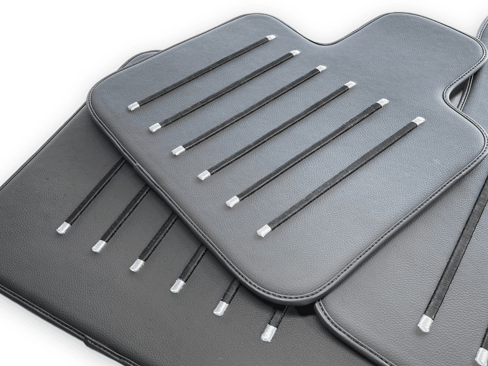 Leather Floor Mats For Rolls Royce Black Badge Ghost Series II (2021-2024) Black - AutoWin