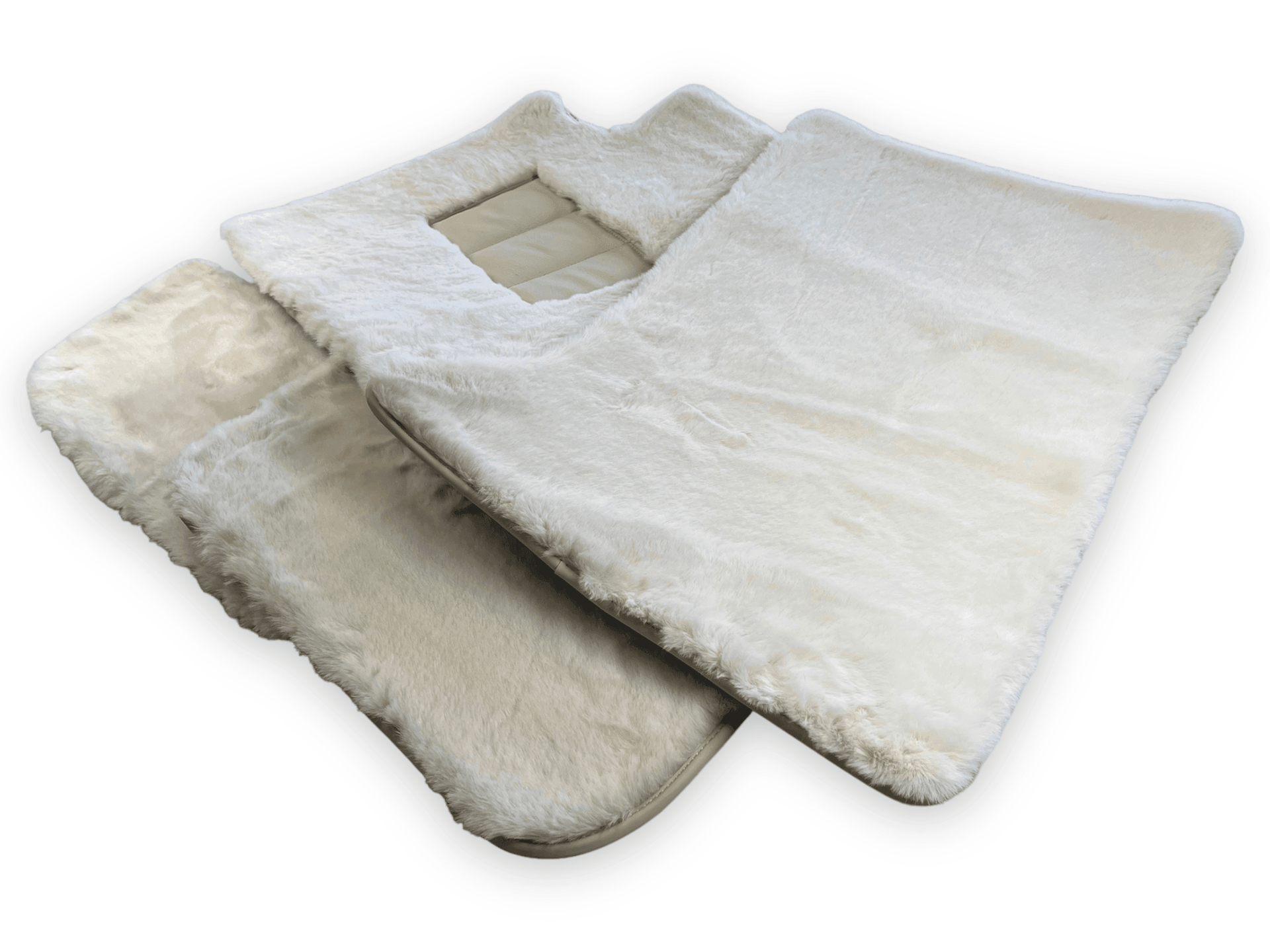 White Sheepskin Floor Mats For Rolls Royce Wraith 2013–2023 Er56 Design - AutoWin