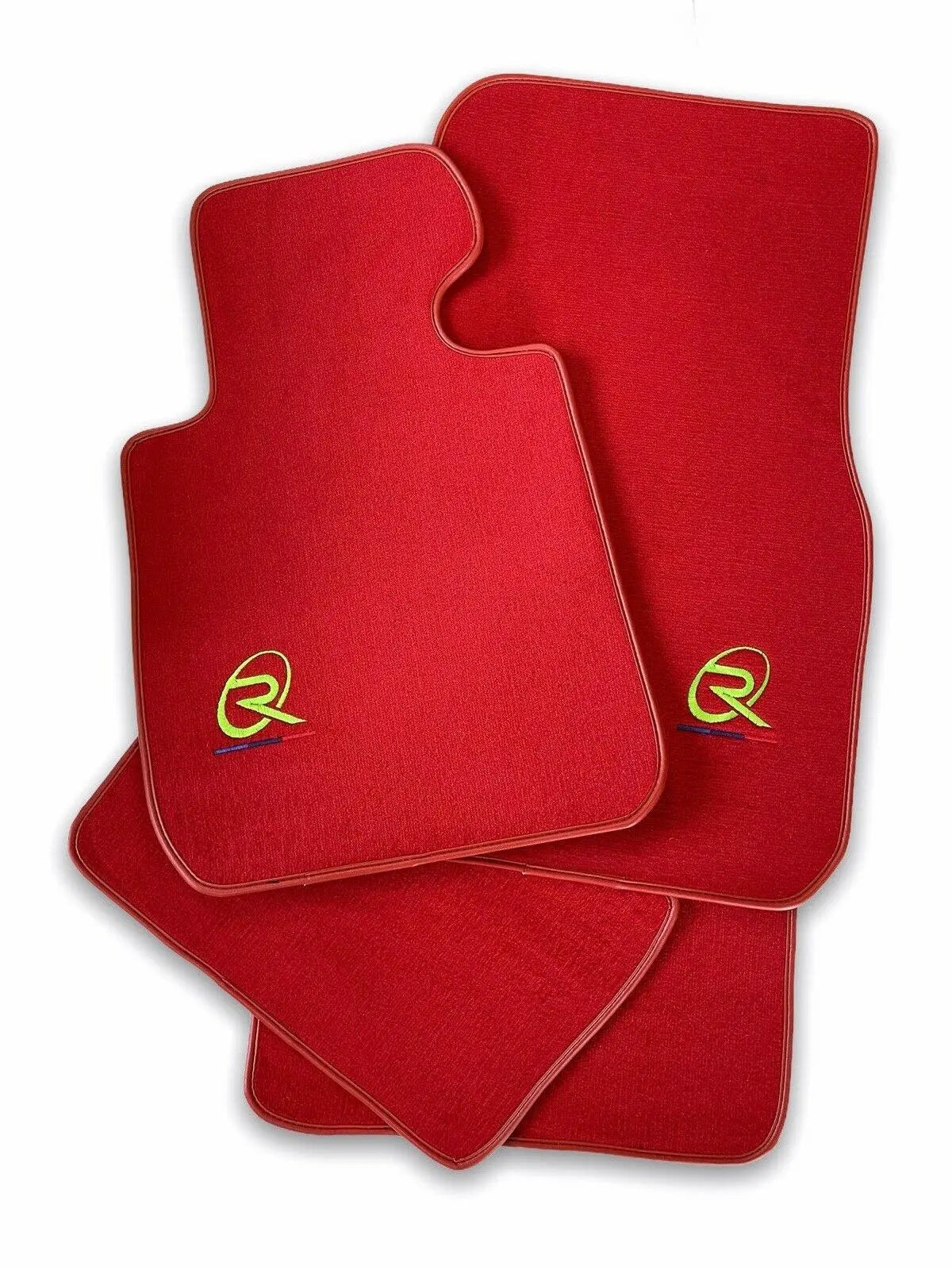 Red Floor Mats For BMW 1 Series E81 ROVBUT Tailored Set Perfect Fit Green SNIP Collection - AutoWin