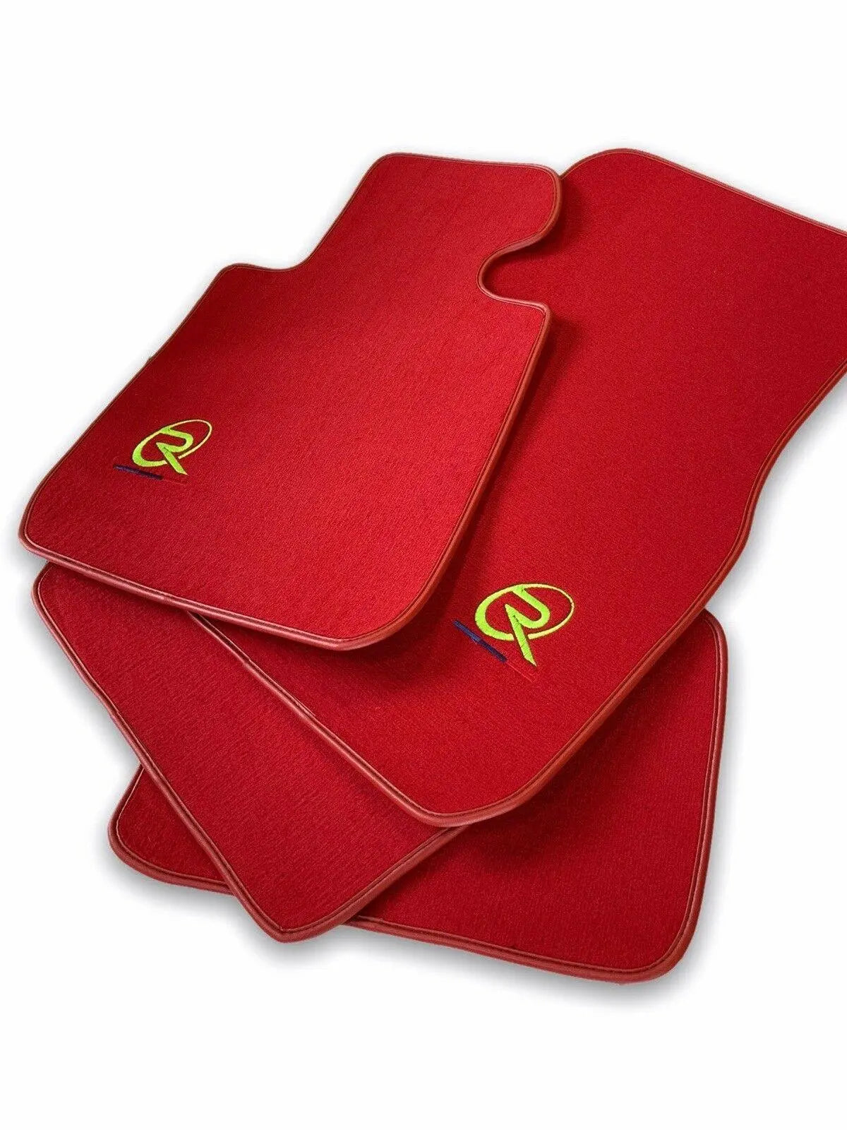 Red Floor Mats For BMW 1 Series E87 ROVBUT Brand Tailored Set Perfect Fit Green SNIP Collection - AutoWin